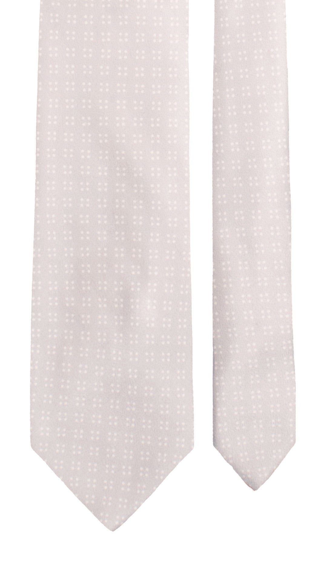 Cravatta Stampa di Seta Grigio Argento Fantasia Bianco 7581 Made in Italy Graffeo Cravatte Pala