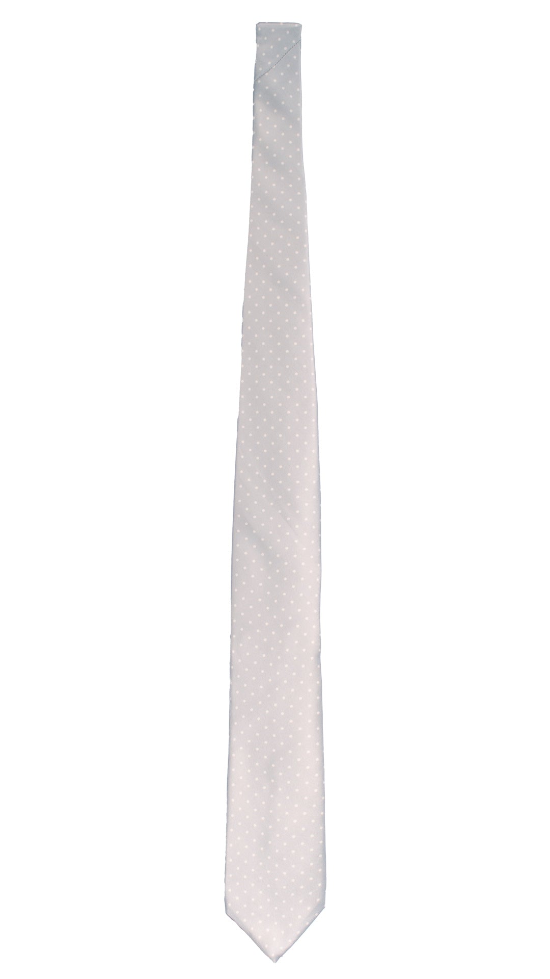 Cravatta Stampa di Seta Grigio Argento a Pois Bianchi 7582 Made in Italy Graffeo Cravatte Intera