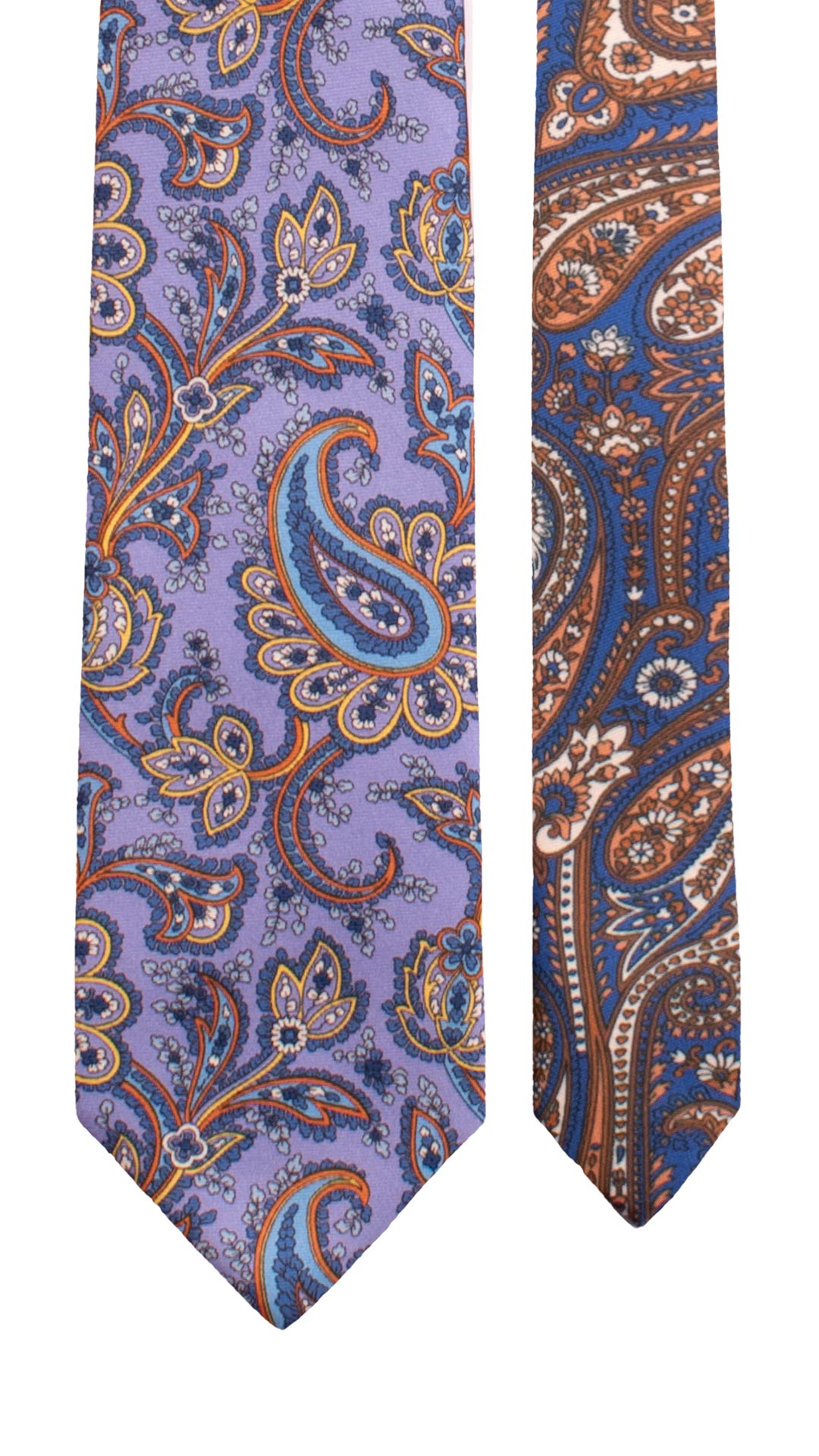Cravatta Stampa di Seta Indaco Paisley Multicolor Nodo in Contrasto Arancione Fantasia Multicolor N3452 Made in Italy Graffeo Cravatte Pala