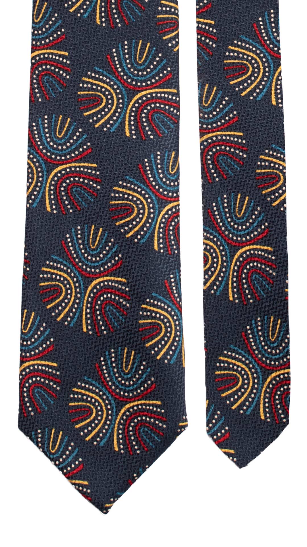 Cravatta Stampa di Seta Jacquard Blu Fantasia Multicolor AN7044 Made in Italy