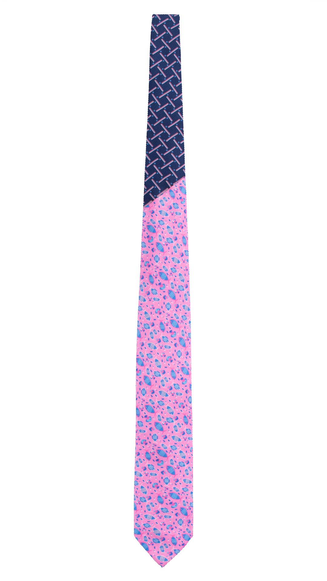 Cravatta Stampa di Seta Rosa Fantasia Azzurro Magenta Bianco Nodo in Contrasto Blu Fantasia Rosa Lilla Azzurro N3322 Graffeo Cravatte Made in Italy Intera