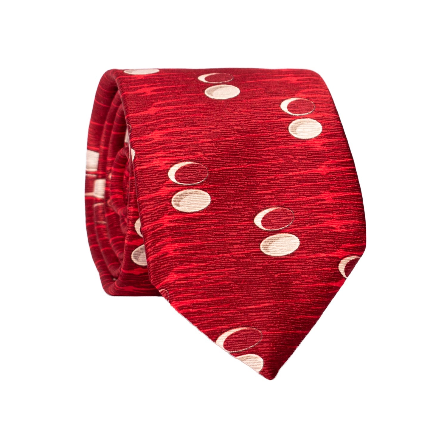 Cravatta Stampa di Seta Rossa Bordeaux Fantasia Tortora 7307 Graffeo Cravatte Made in Italy Rotolo