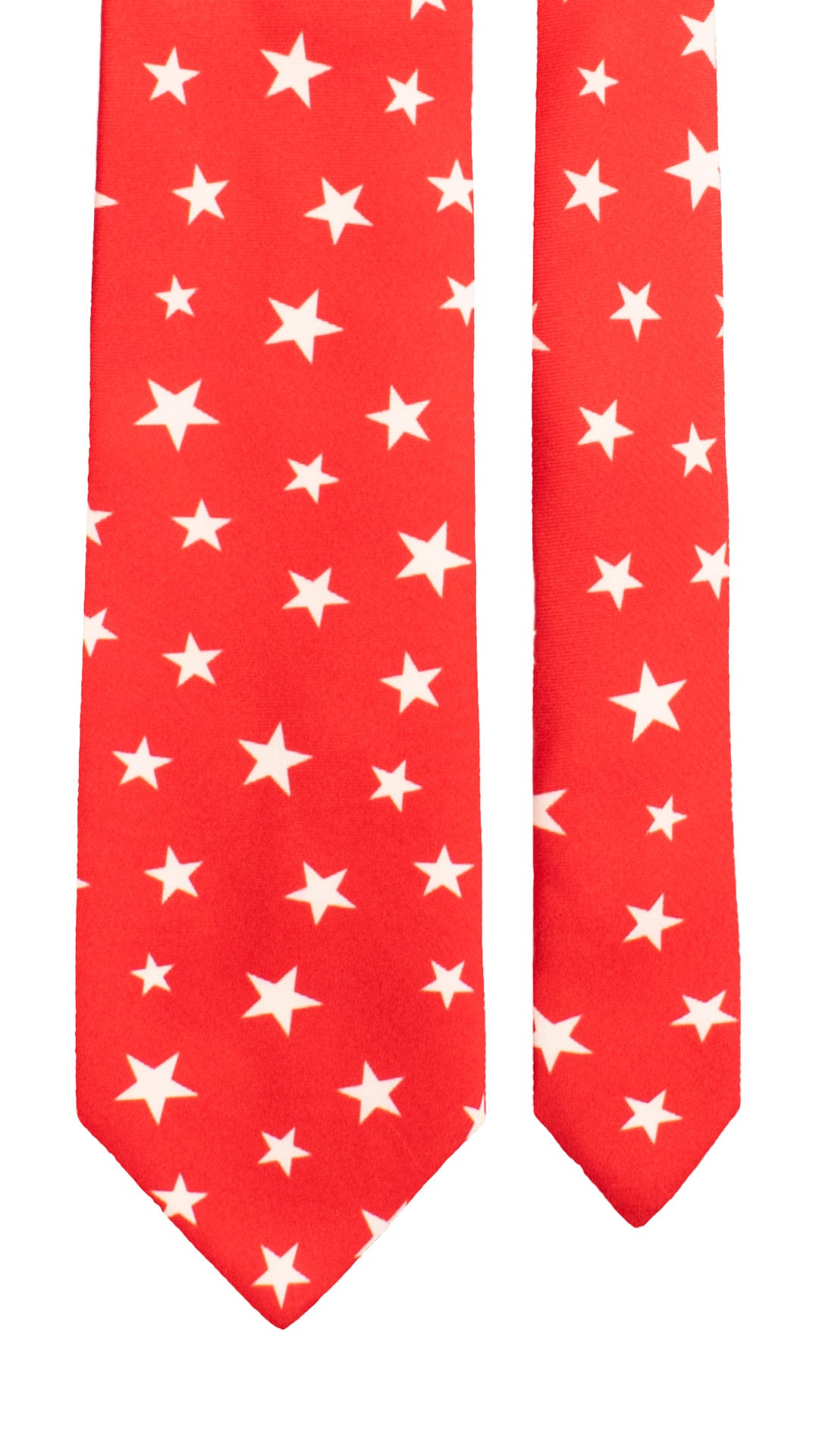 Cravatta Stampa di Seta Rossa con Stelle Bianche 7603 Made in Italy Graffeo Cravatte Pala