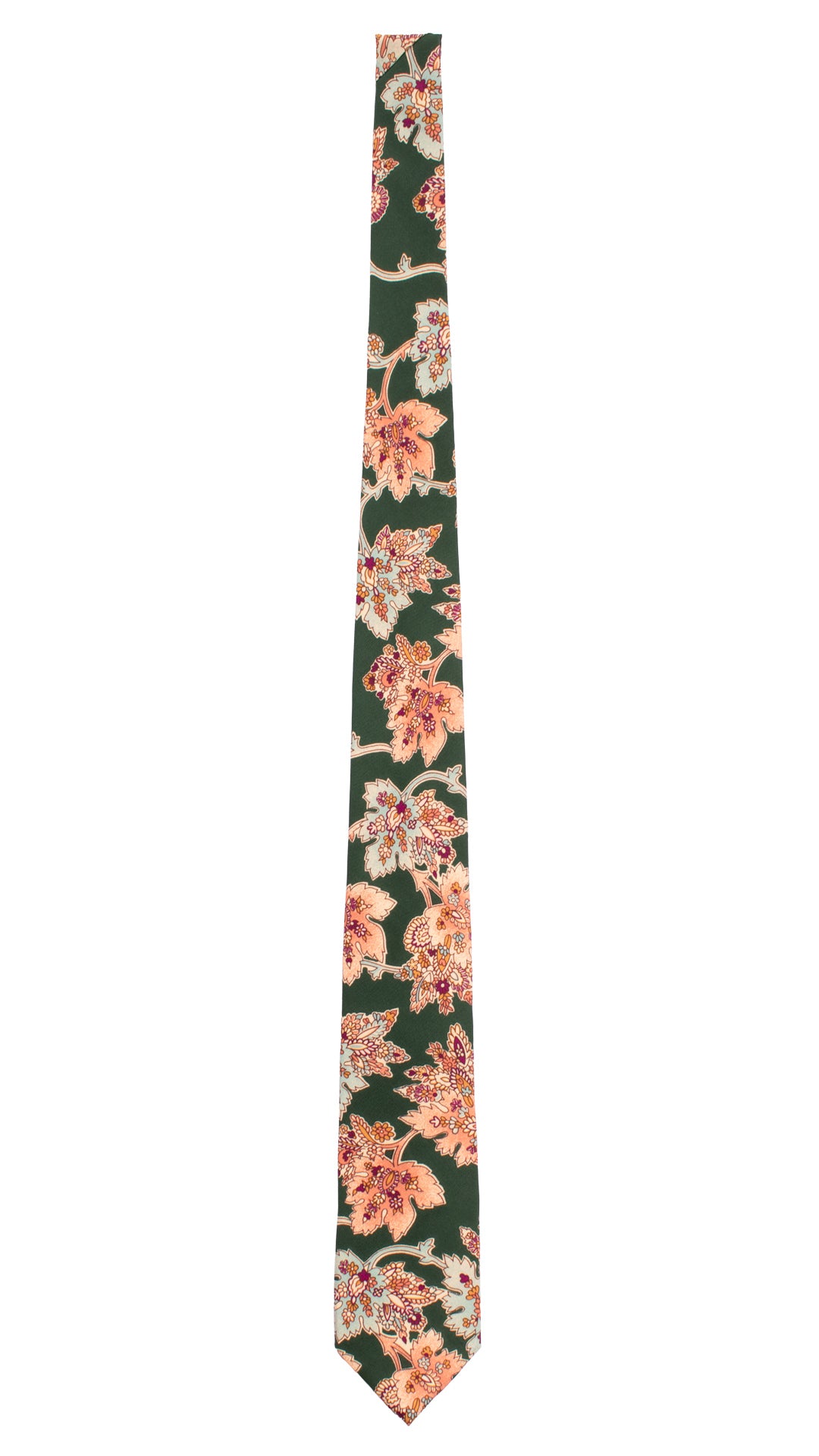 Cravatta Stampa di Seta Verde a Fiori Multicolor 7316 Made in Italy Graffeo Cravatte Intera