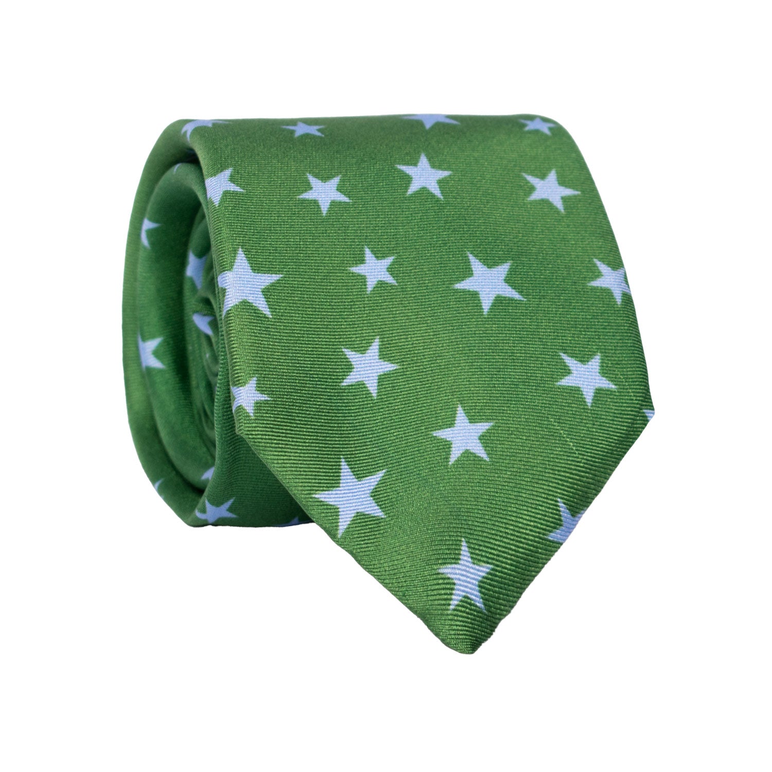 Cravatta Stampa di Seta Verde con Stelle Celesti 7516 Made in Italy Graffeo Cravatte Rotolo