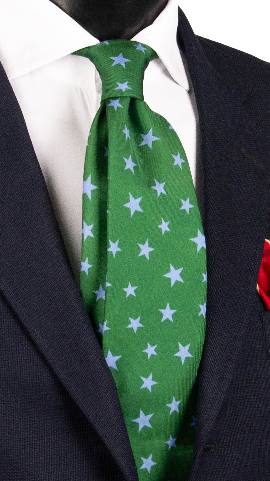 Cravatta Stampa di Seta Verde con Stelle Celesti 7516 Made in Italy Graffeo Cravatte