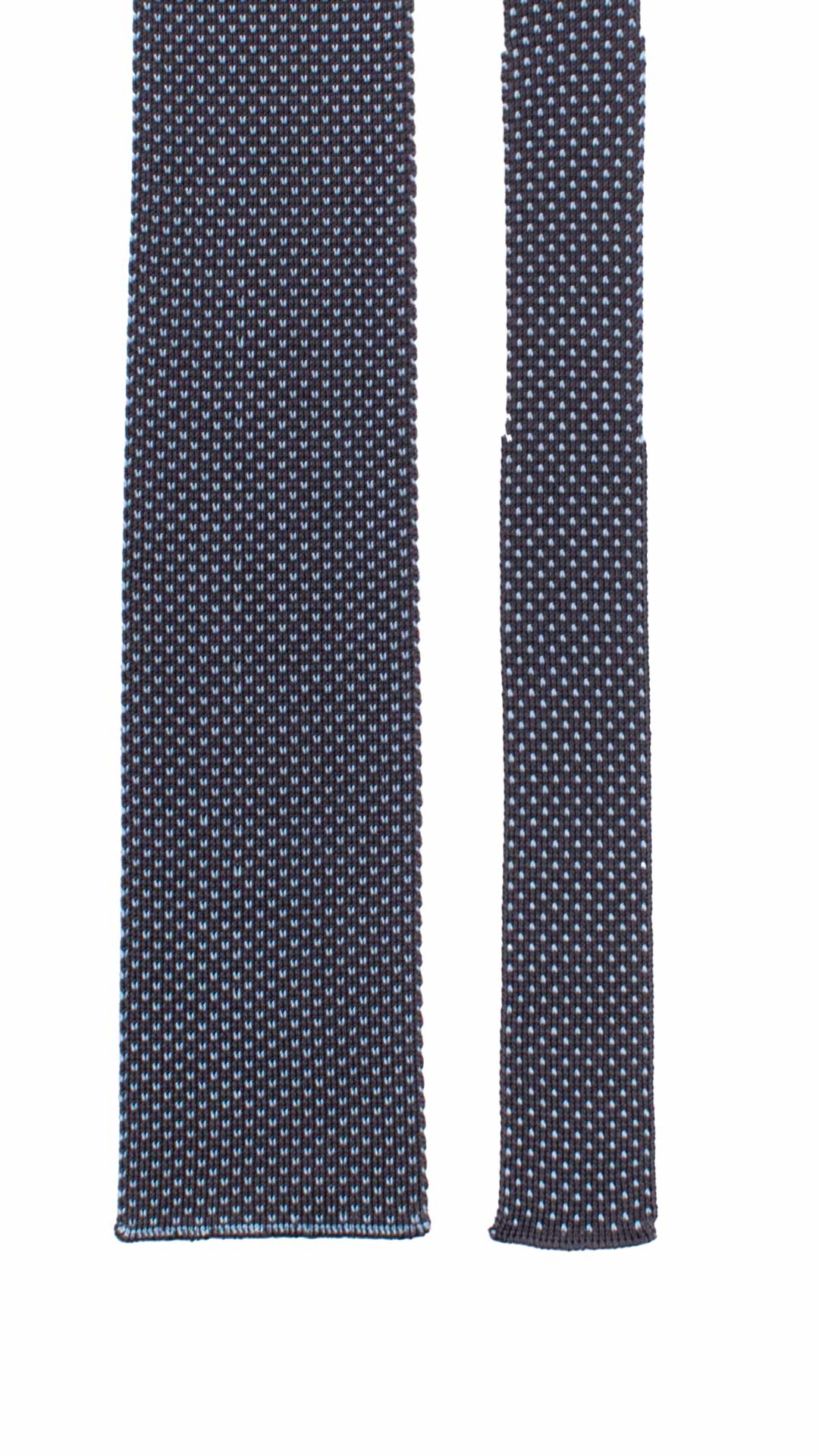 Cravatta Tricot in Maglia Double Face di Cotone Blu Fantasia Celeste TRI805 Graffeo Cravatte Made in Italy Pala