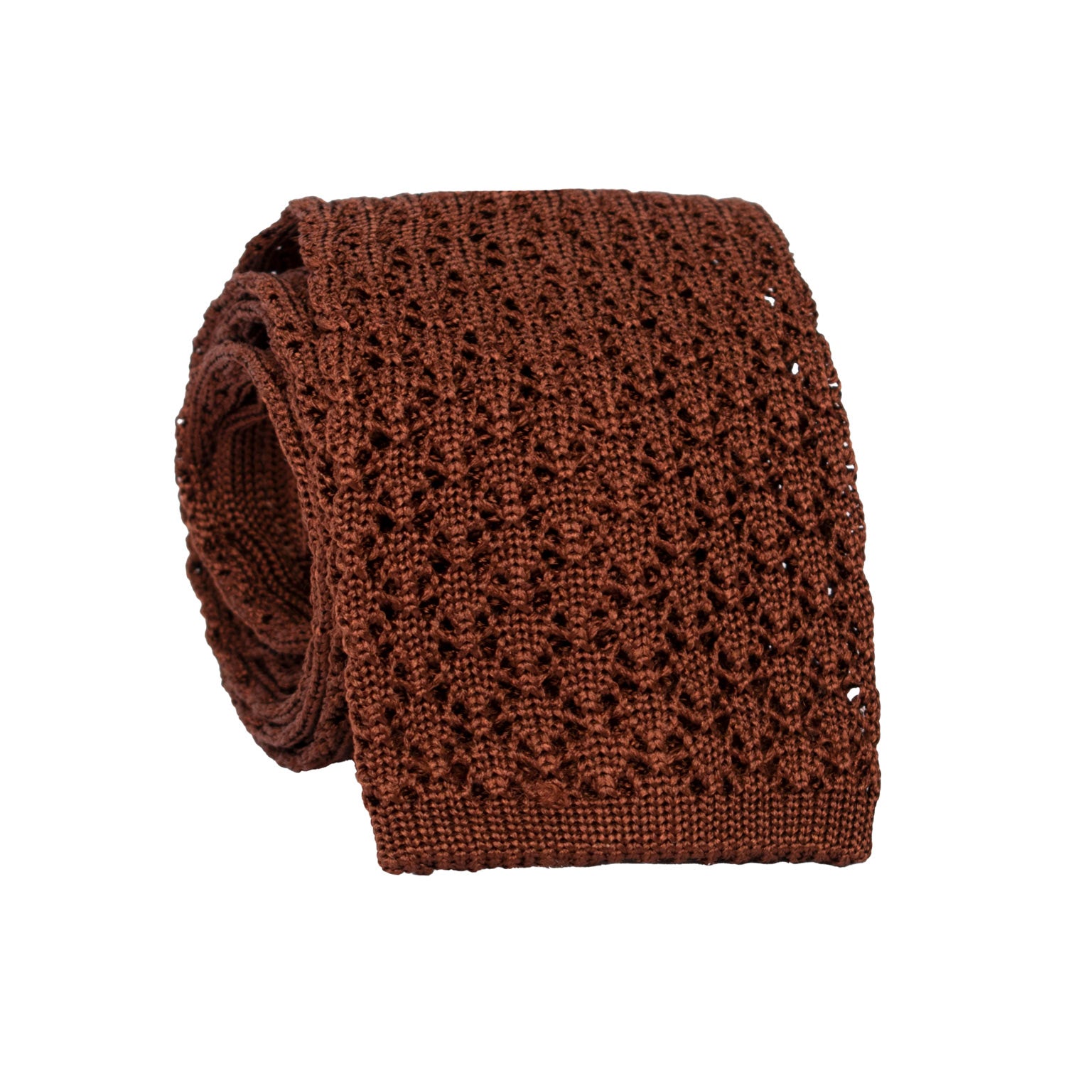Cravatta Tricot in Maglia Garzata di Seta Marrone Tinta Unita TRI827 Graffeo Cravatte Made in Italy Rotolo
