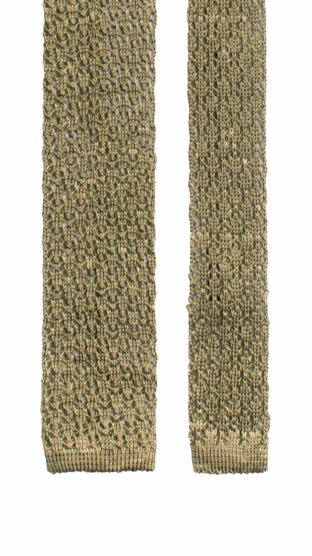 Cravatta Tricot in Maglia Garzata di Seta Verde Oliva Tinta Unita TRI815 Graffeo Cravatte Made in Italy Pala