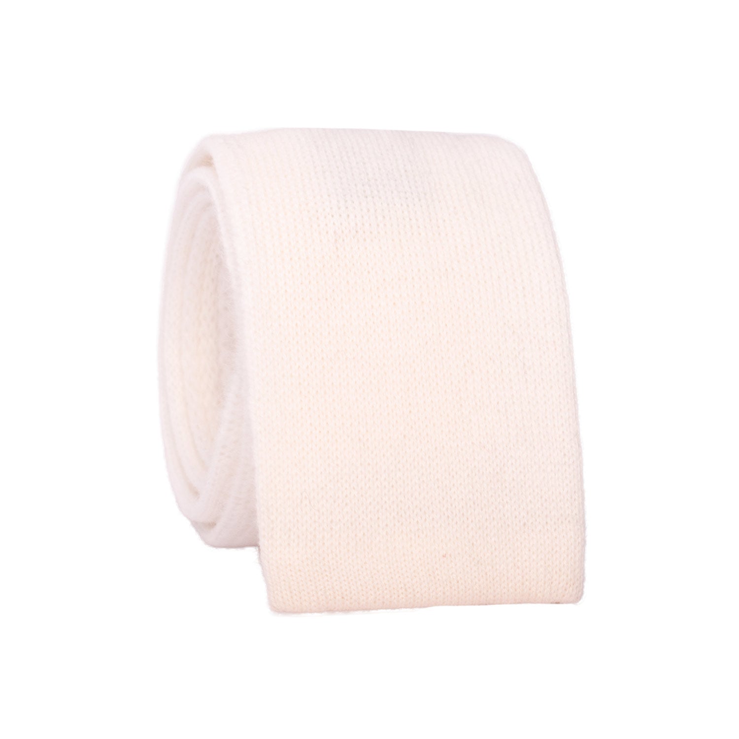 Cravatta Tricot in Maglia di Cashmere Bianca Tinta Unita TRI538 Made in Italy Graffeo Cravatte Rotolo