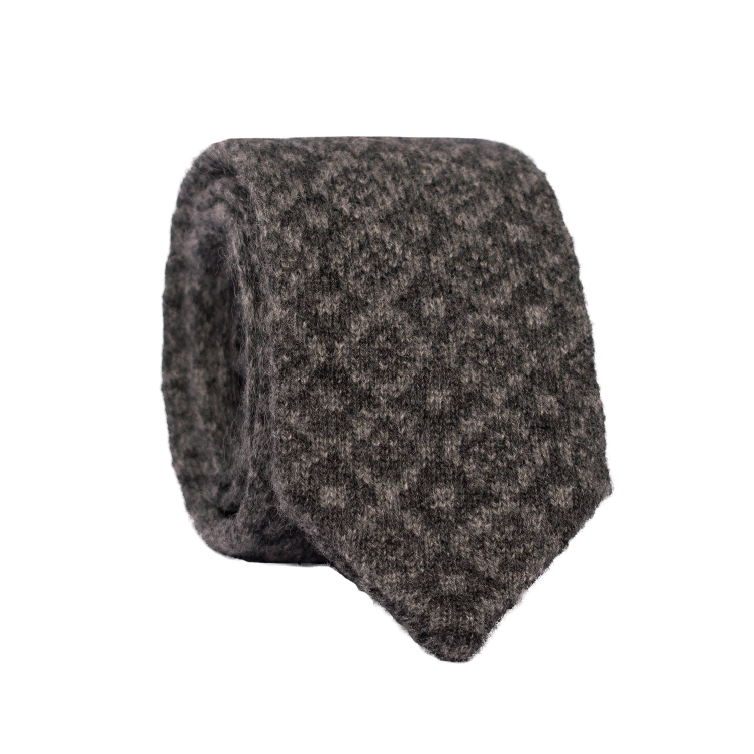 Cravatta Tricot in Maglia di Cashmere Grigia Fantasia Tono su Tono TRI537 Made in Italy Graffeo Cravatte Rotolo