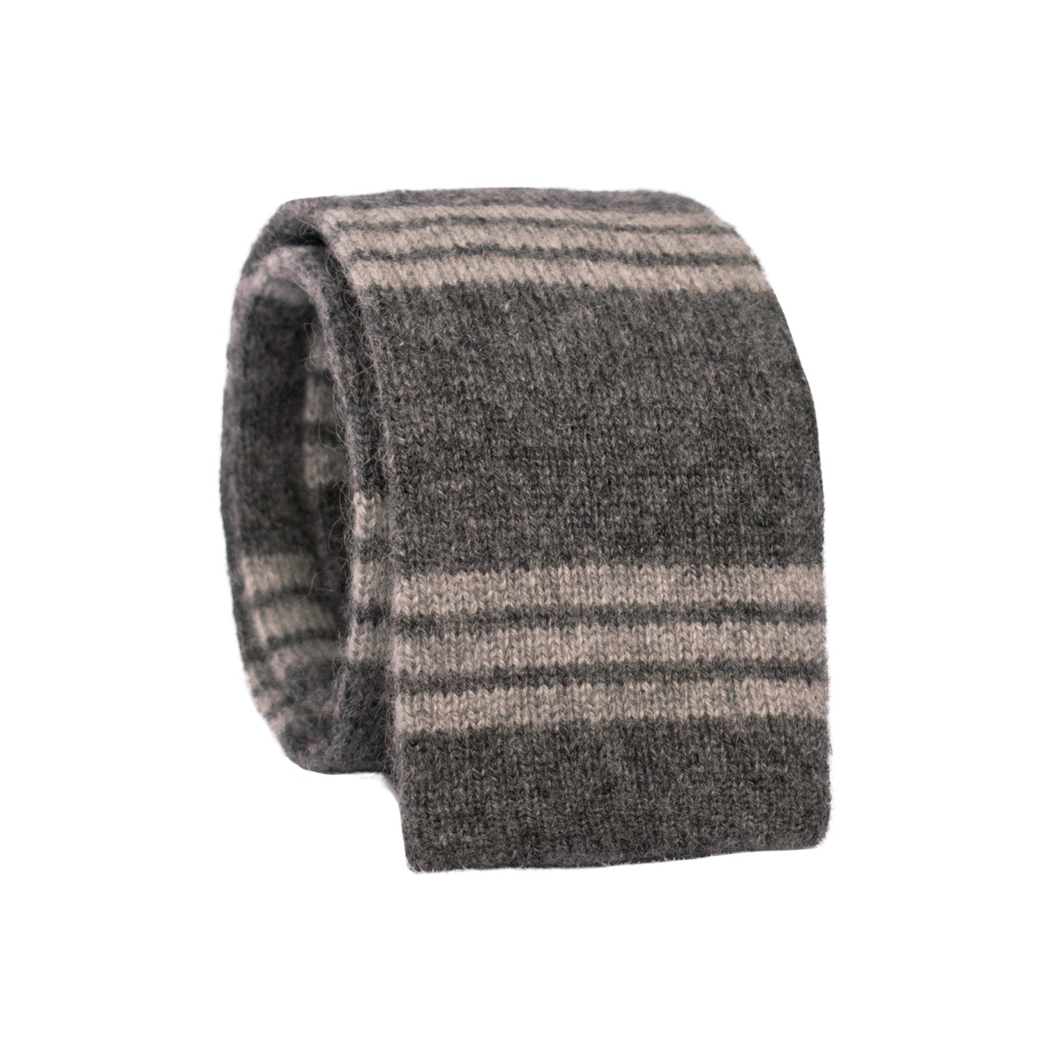Cravatta Tricot in Maglia di Cashmere Grigia con Righe Grigie Chiare TRI561 Made in Italy Graffeo Cravatte Rotolo