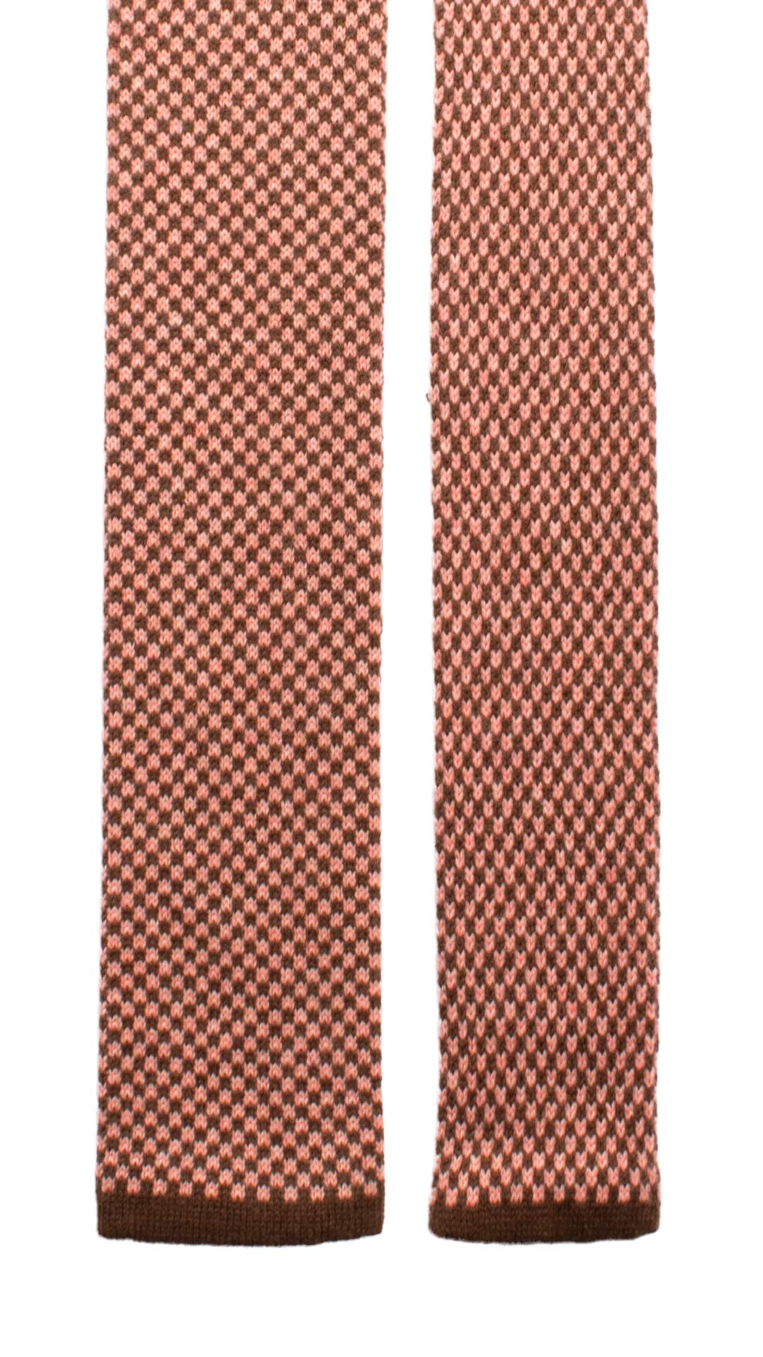 Cravatta Tricot in Maglia di Cashmere Marrone Fantasia Rosa TRI514 Made in Italy Graffeo Cravatte Pala