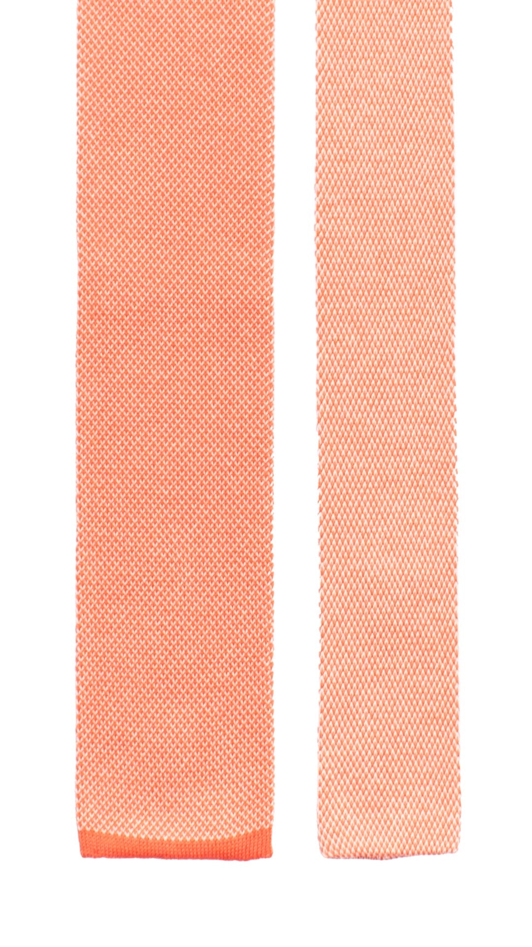 Cravatta Tricot in Maglia di Cotone Arancione Chiaro Fantasia Bianca TRI701 Graffeo Cravatte Made in Italy Pala