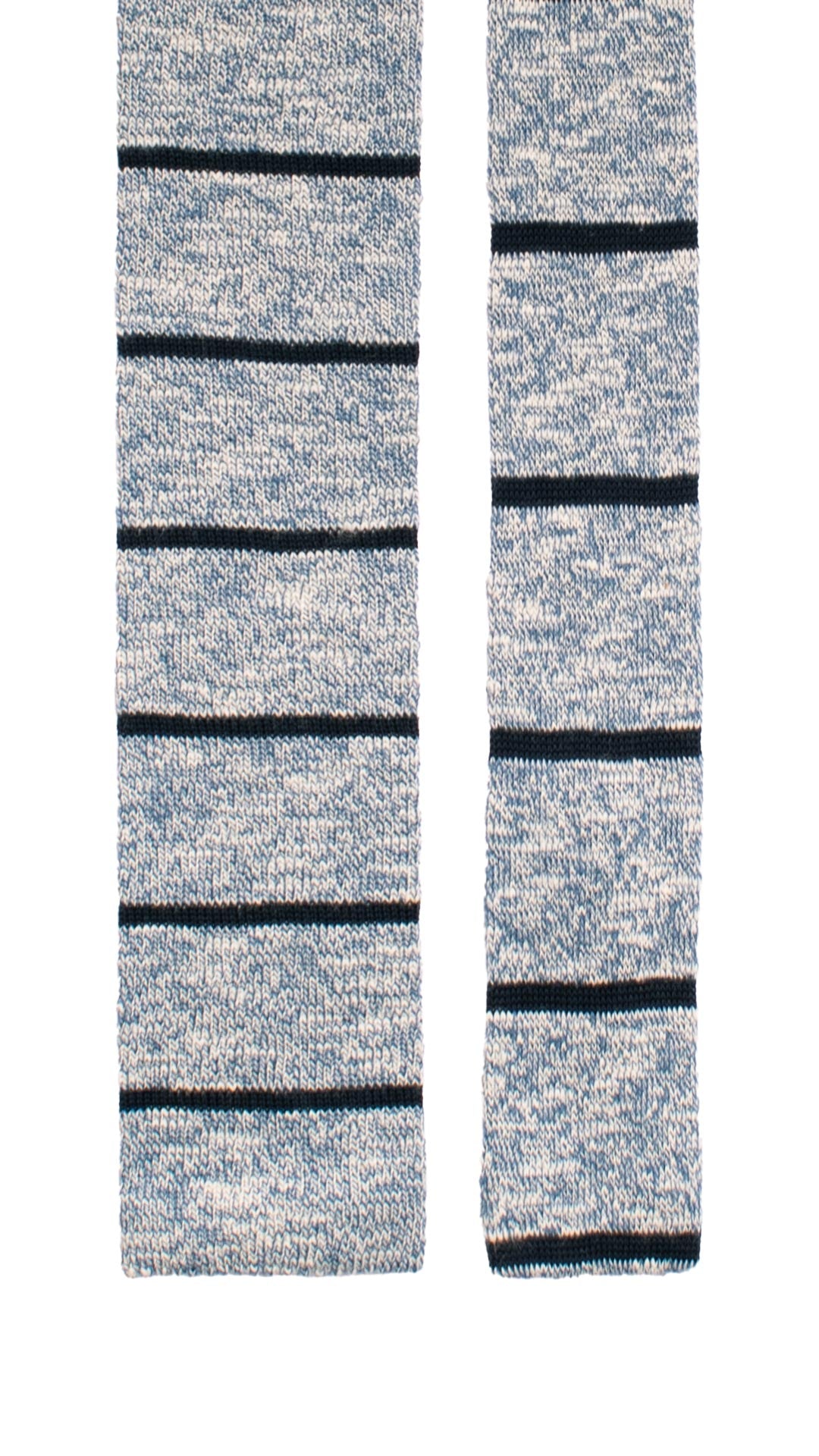 Cravatta Tricot in Maglia di Cotone Avio Bianca con Righe Blu TRI918 Graffeo Cravatte Made in Italy Pala