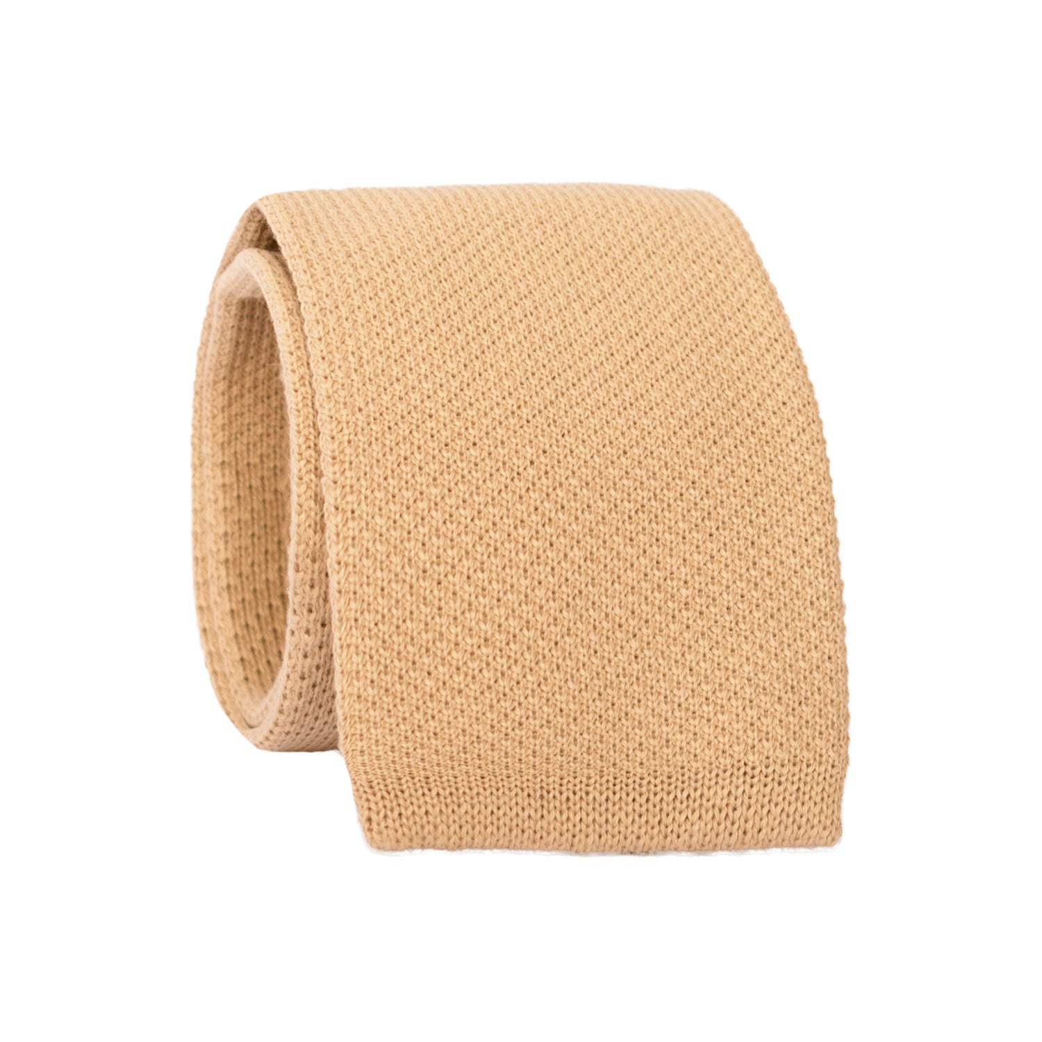 Cravatta Tricot in Maglia di Cotone Beige Scuro Tinta Unita TRI665 Graffeo Cravatte Made in Italy Rotolo