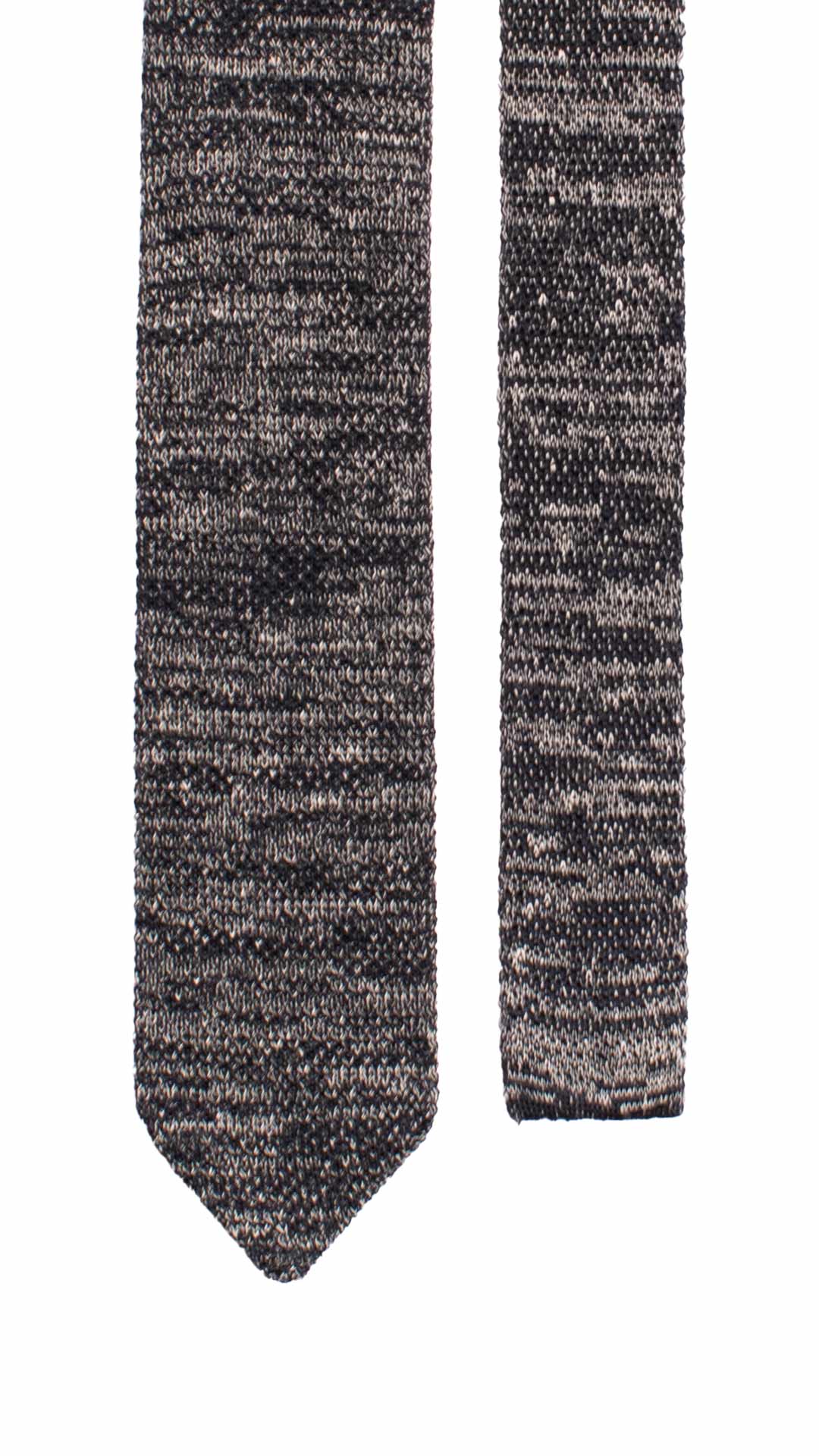 Cravatta Tricot in Maglia di Cotone Blu Grigia Fantasia TRI882 Graffeo Cravatte Made in Italy Pala