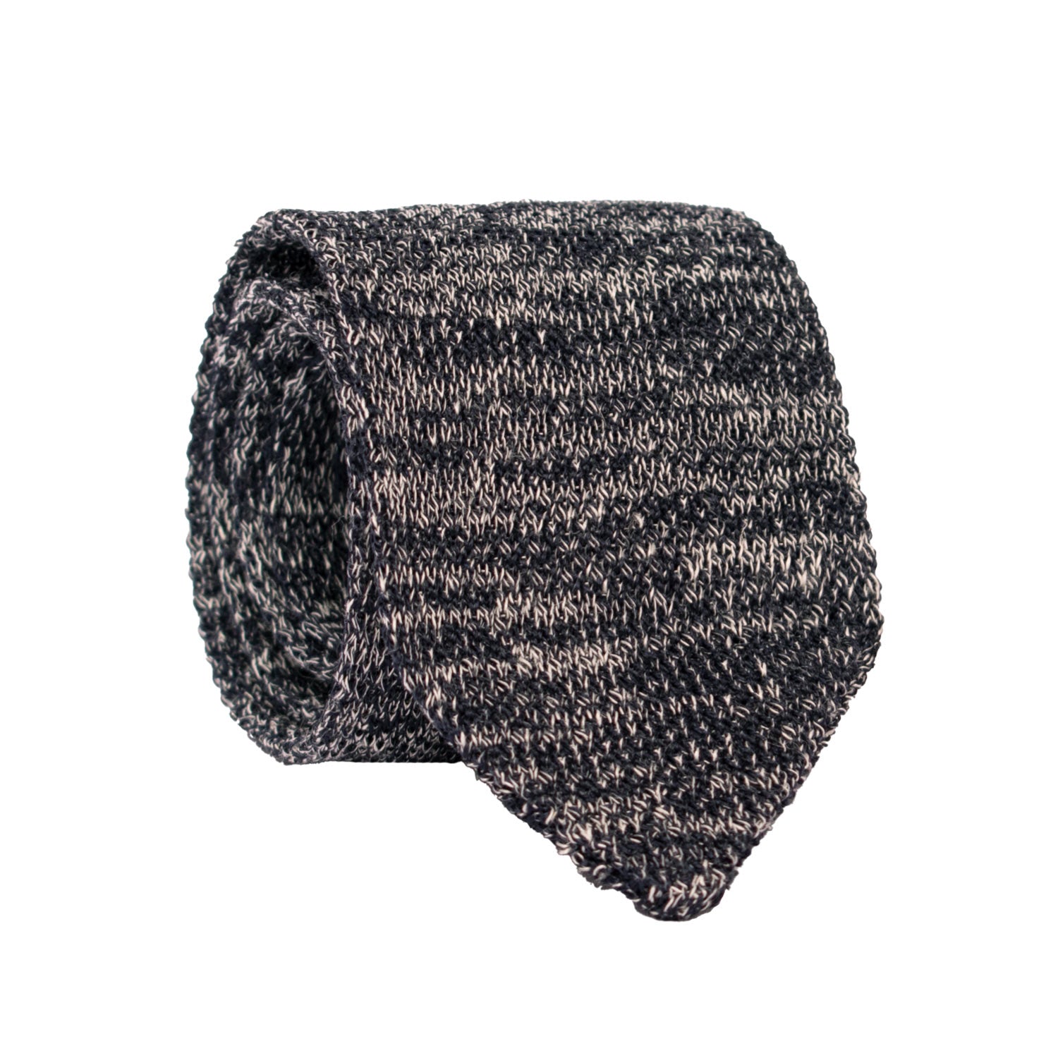 Cravatta Tricot in Maglia di Cotone Blu Grigia Fantasia TRI882 Graffeo Cravatte Made in Italy Rotolo