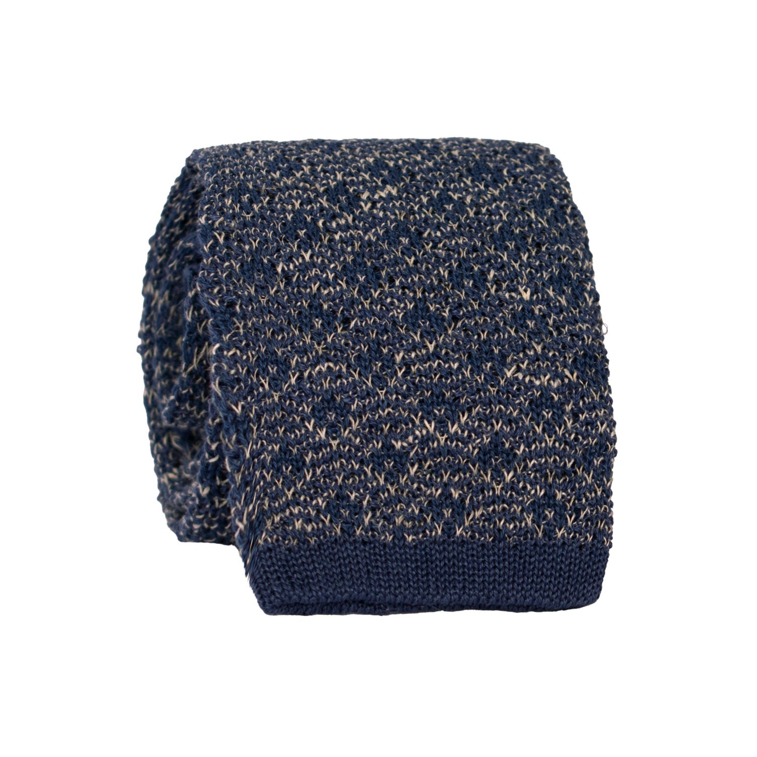 Cravatta Tricot in Maglia di Cotone Blu Navy Fantasia Grigia TRI880 Graffeo Cravatte Made in Italy Rotolo