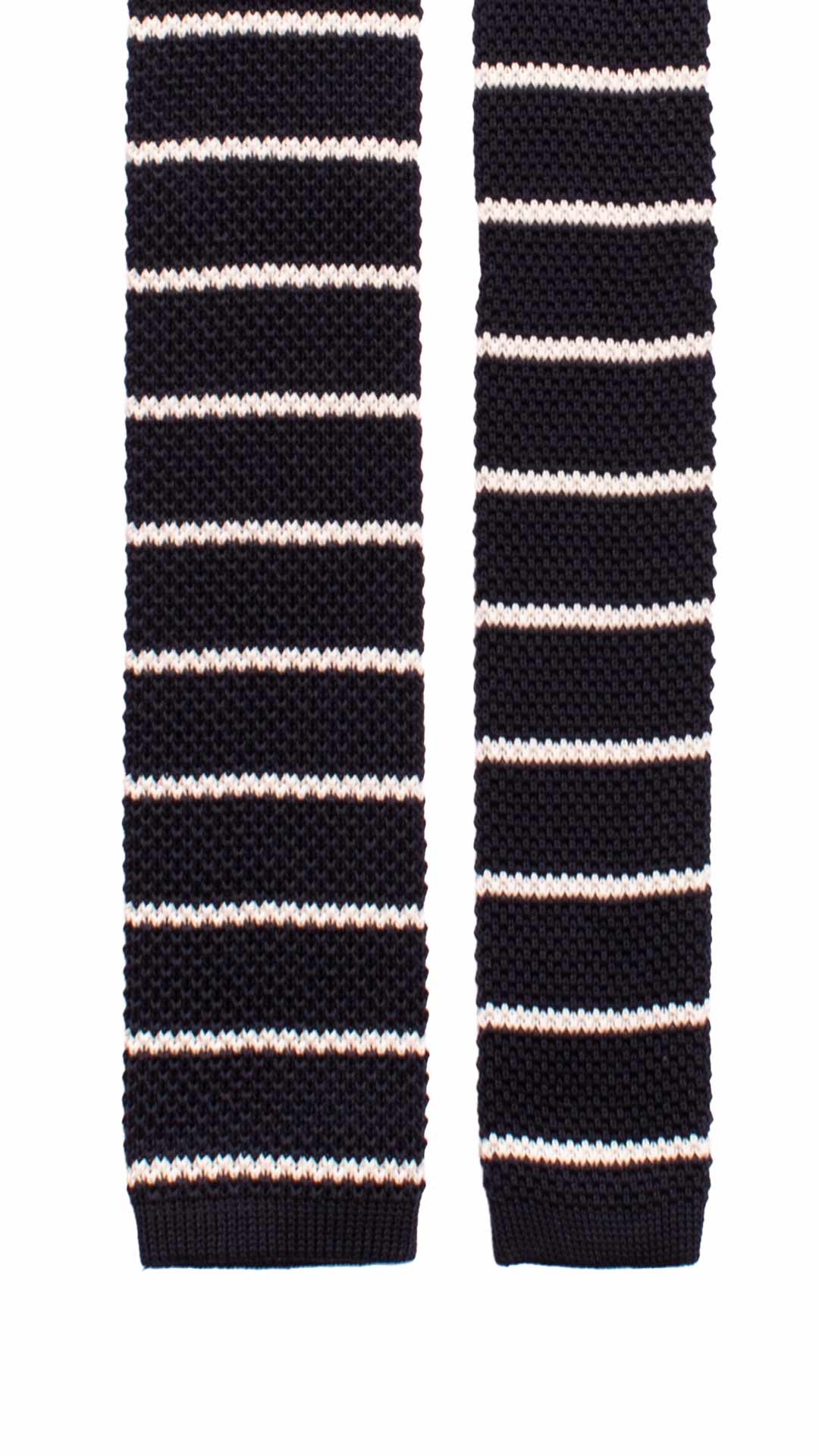 Cravatta Tricot in Maglia di Cotone Blu con Righe Bianche TRI775 Graffeo Cravatte Made in Italy Pala