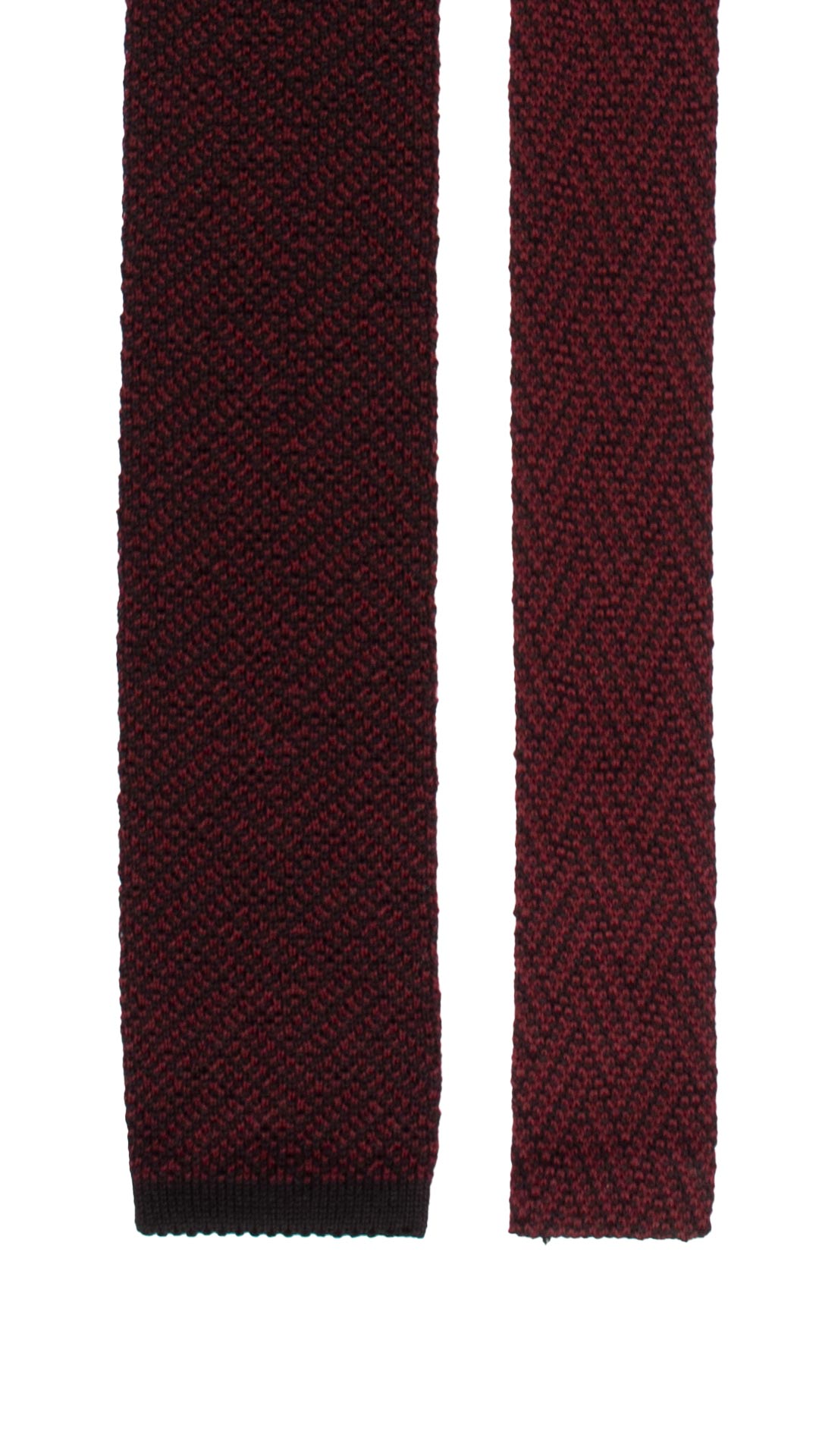 Cravatta Tricot in Maglia di Cotone Bordeaux Scuro Fantasia Nera TRI753 Graffeo Cravatte Made in Italy Pala