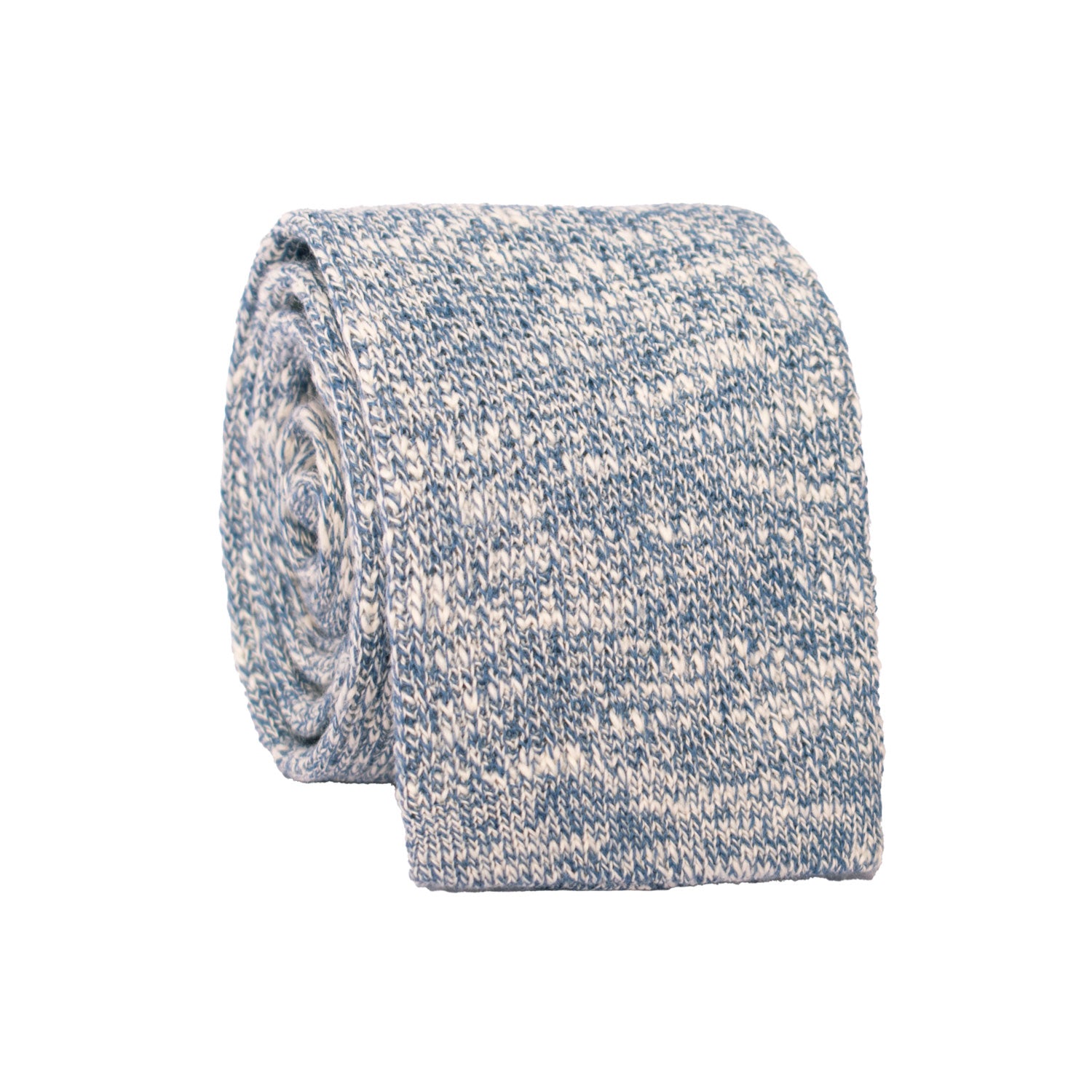 Cravatta Tricot in Maglia di Cotone Celeste Bianca Fantasia TRI706 Graffeo Cravatte Made in Italy Rotolo