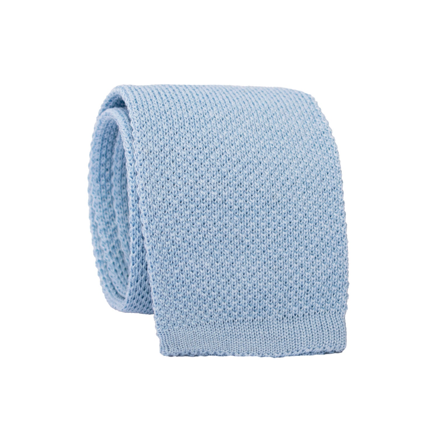 Cravatta Tricot in Maglia di Cotone Celeste Tinta Unita TRI721 Graffeo Cravatte Made in Italy Rotolo