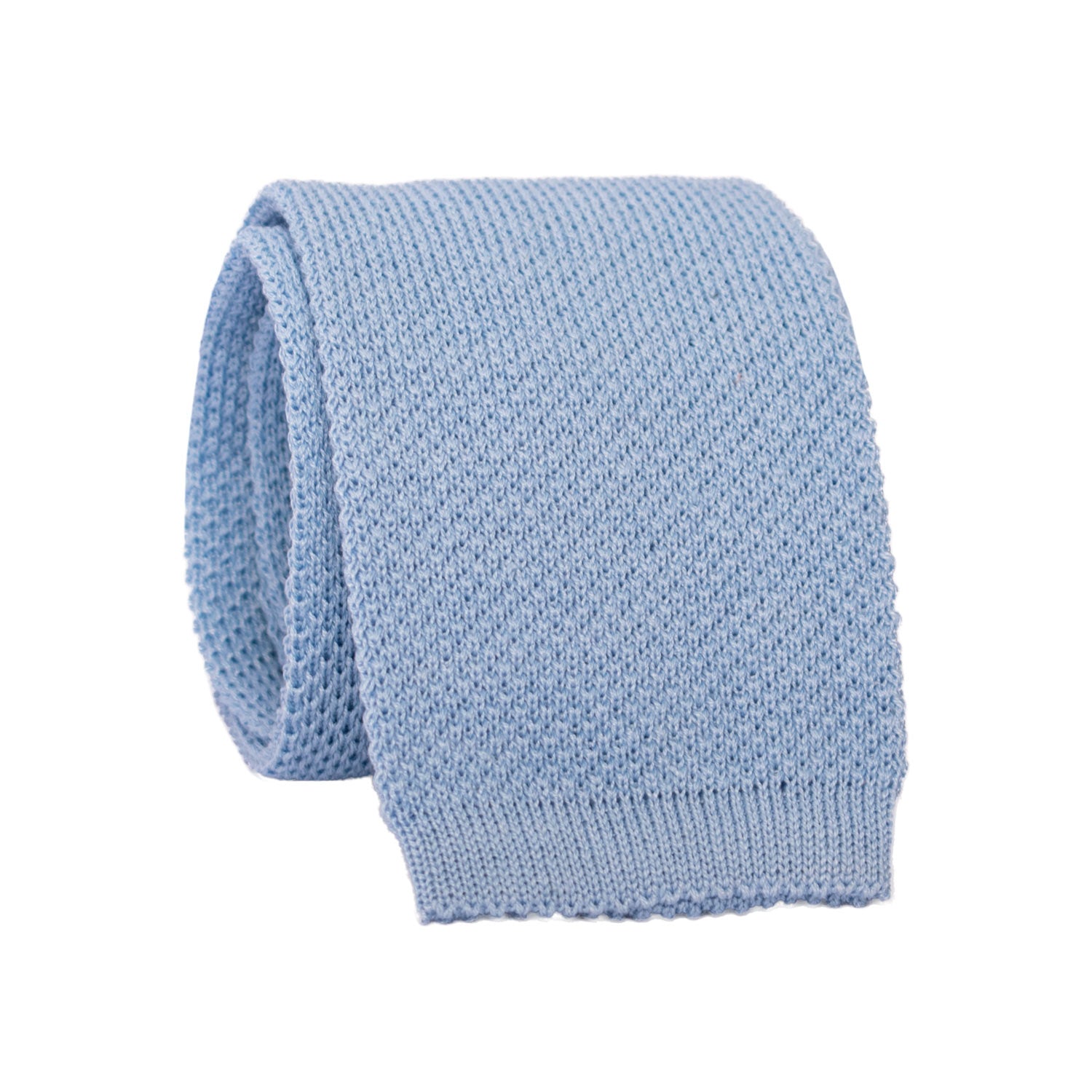 Cravatta Tricot in Maglia di Cotone Celeste Tinta Unita TRI647 Graffeo Cravatte Made in Italy Rotolo
