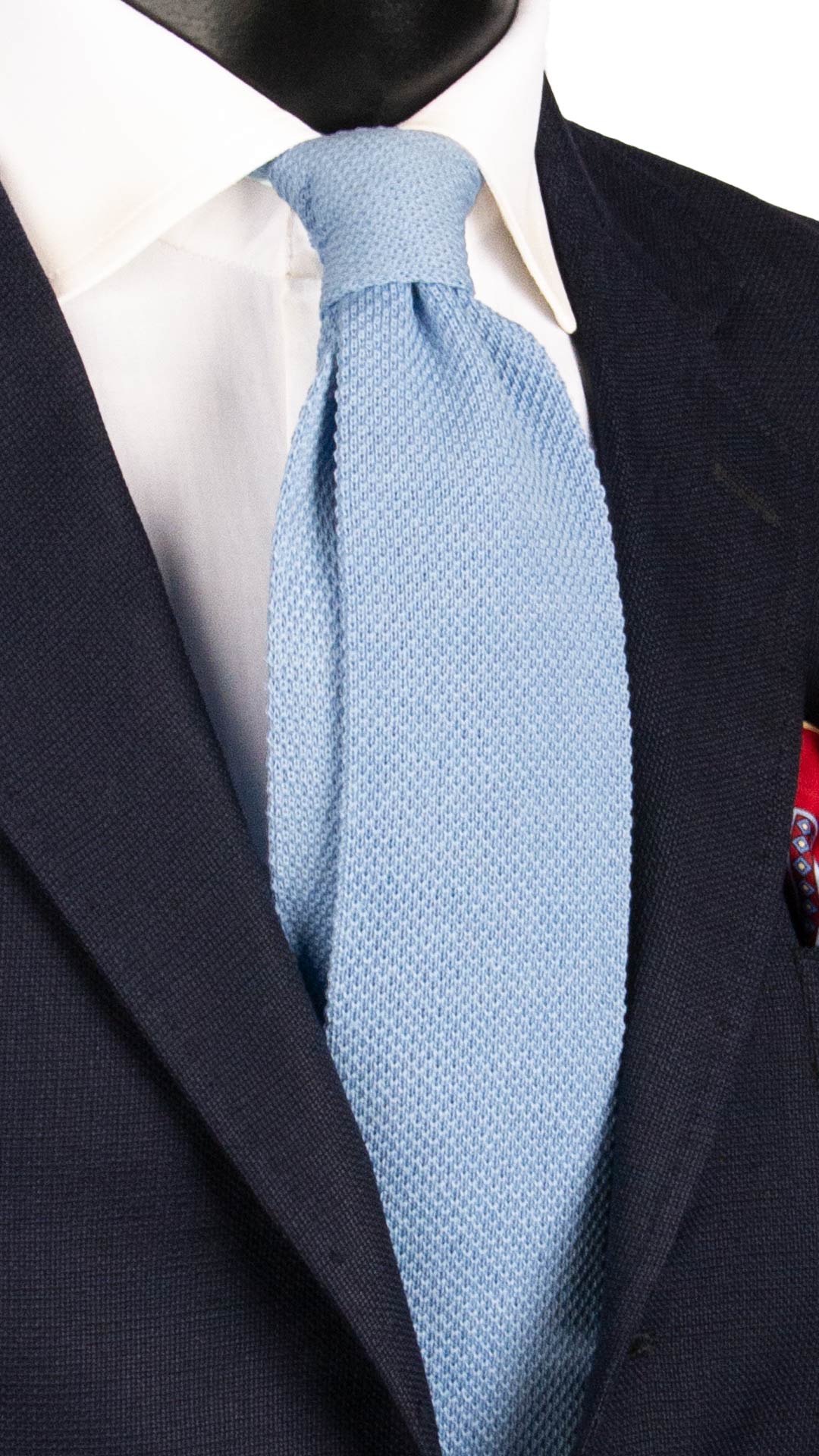 Cravatta Tricot in Maglia di Cotone Celeste Tinta Unita TRI721 Graffeo Cravatte Made in Italy