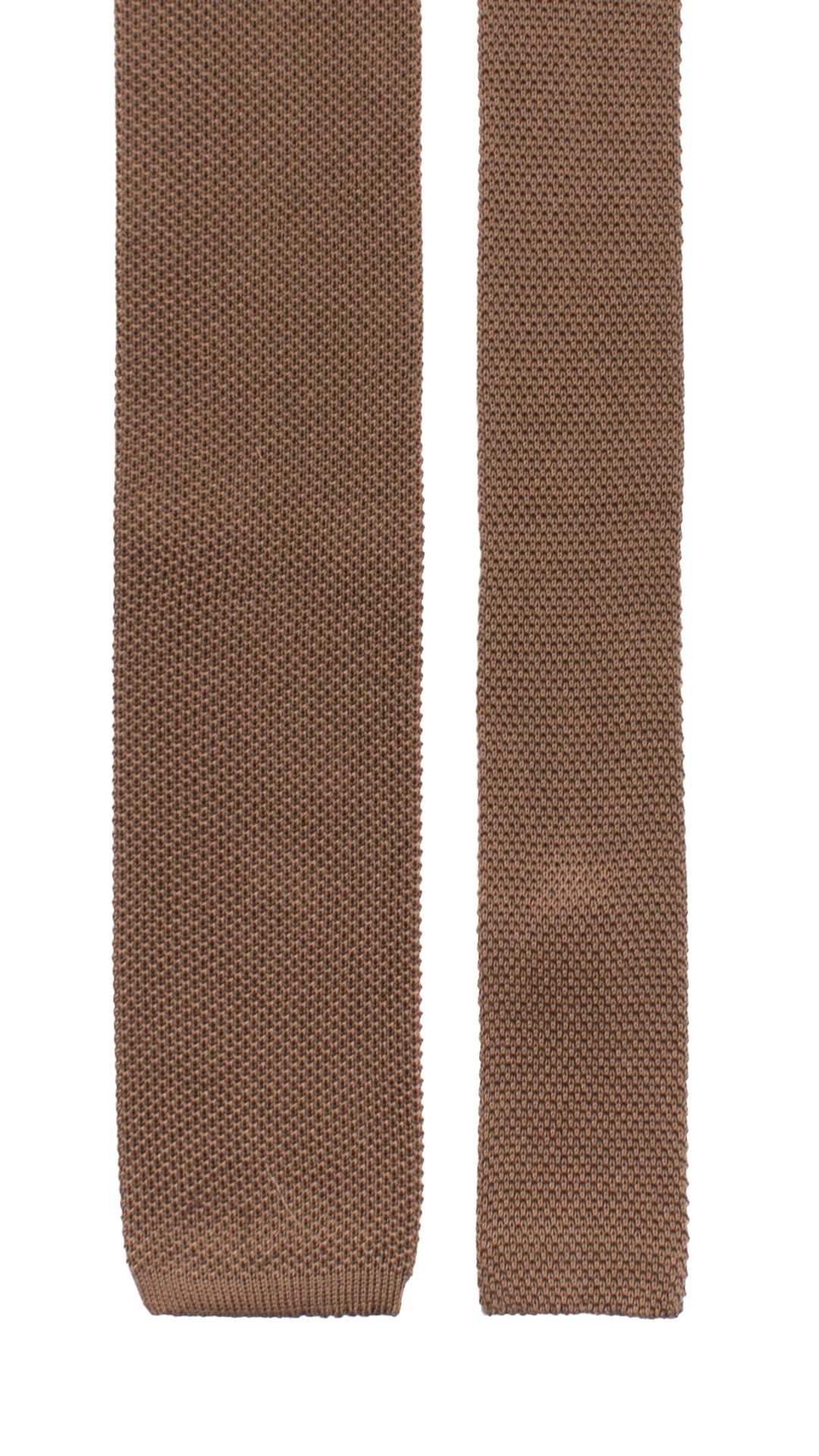 Cravatta Tricot in Maglia di Cotone Color Fango Tinta Unita TRI702 Graffeo Cravatte Made in Italy Pala