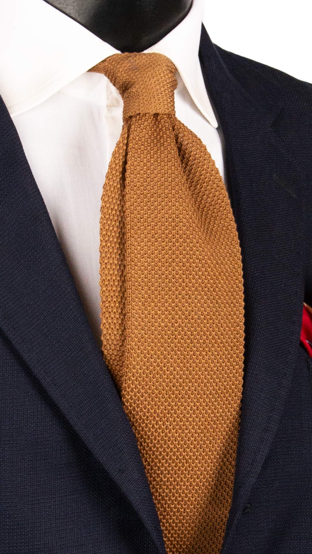 Cravatta Tricot in Maglia di Cotone Color Tabacco Tinta Unita TRI661 Graffeo Cravatte Made in Italy