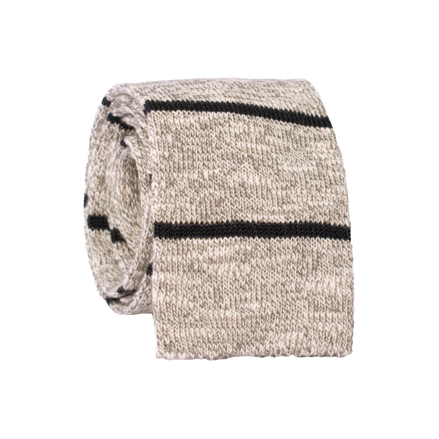 Cravatta Tricot in Maglia di Cotone Grigia Bianca con Righe Blu TRI919 Graffeo Cravatte Made in Italy Rotolo