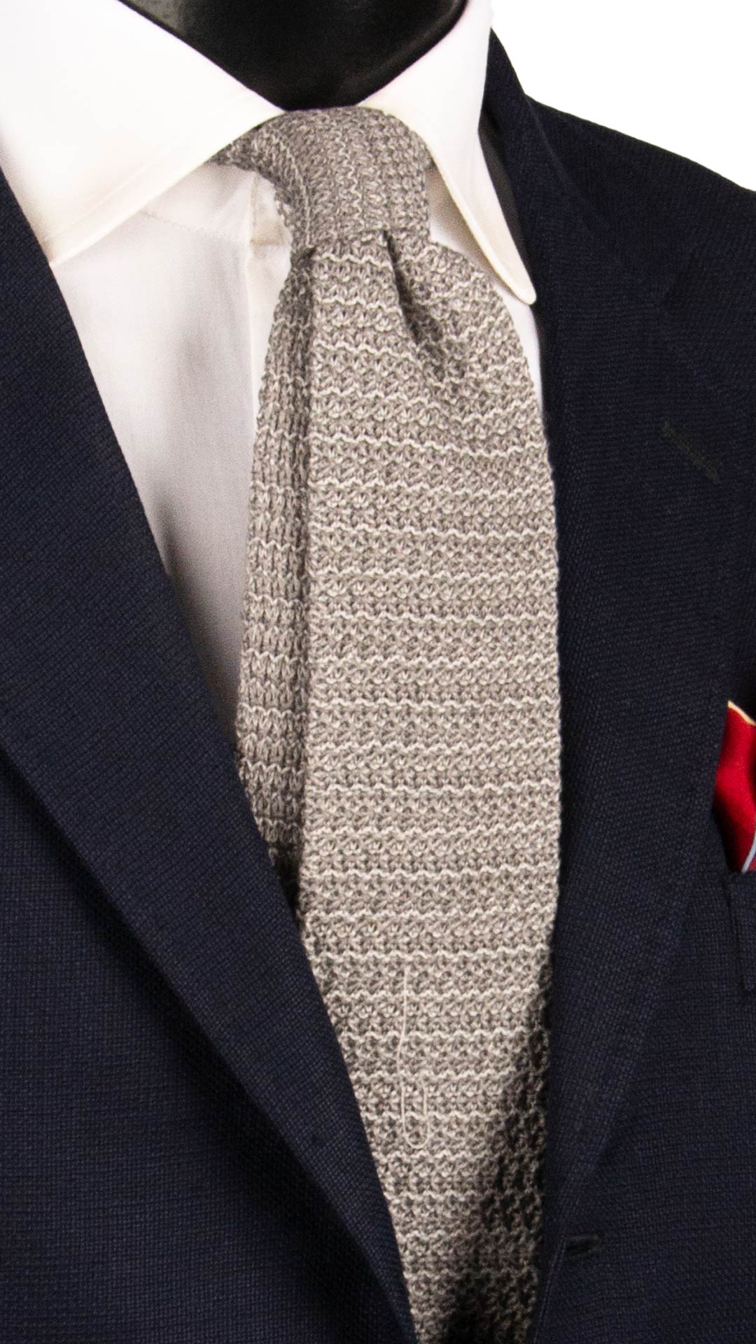 Cravatta Tricot in Maglia di Cotone Grigia Tortora Fantasia TRI926 Graffeo Cravatte Made in Italy