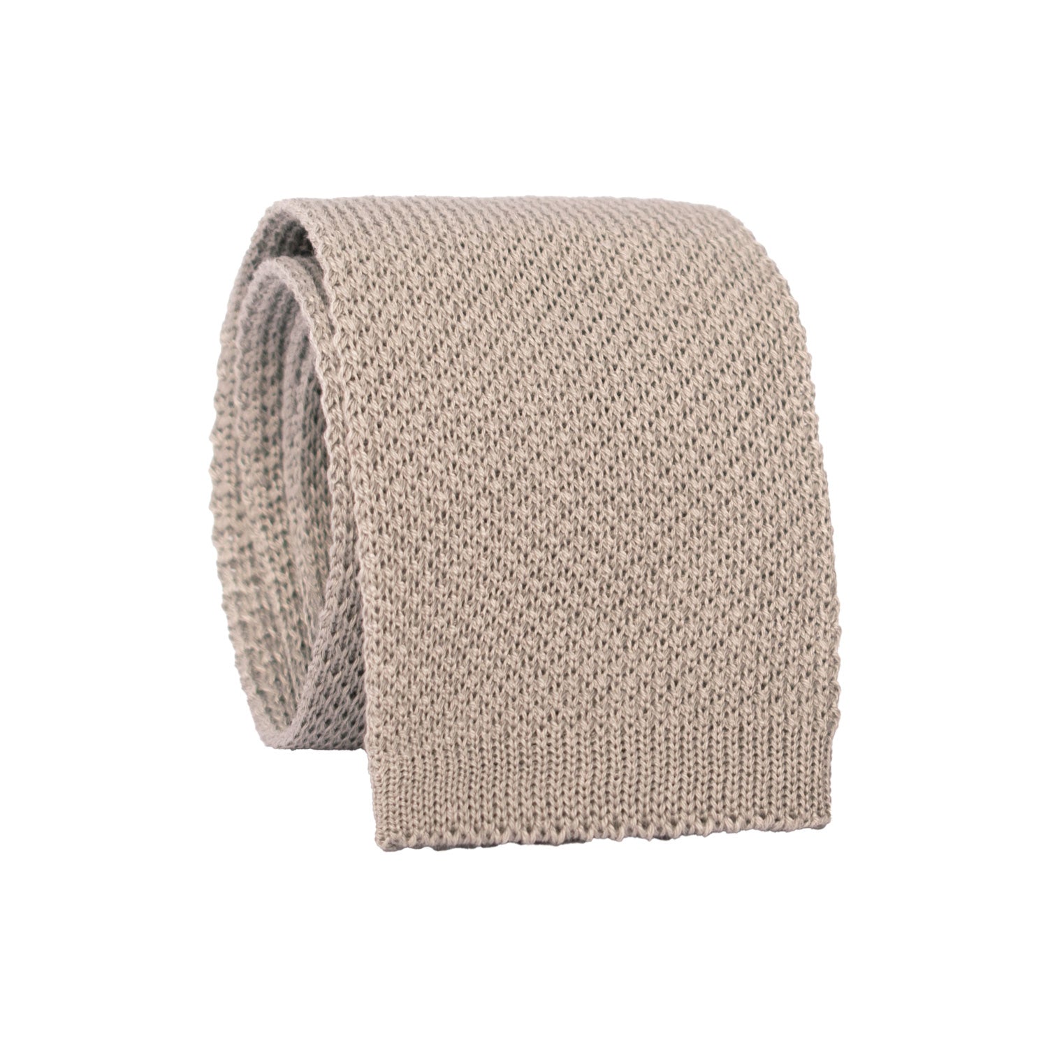 Cravatta Tricot in Maglia di Cotone Grigio Tinta Unita TRI709 Graffeo Cravatte Made in Italy Rotolo