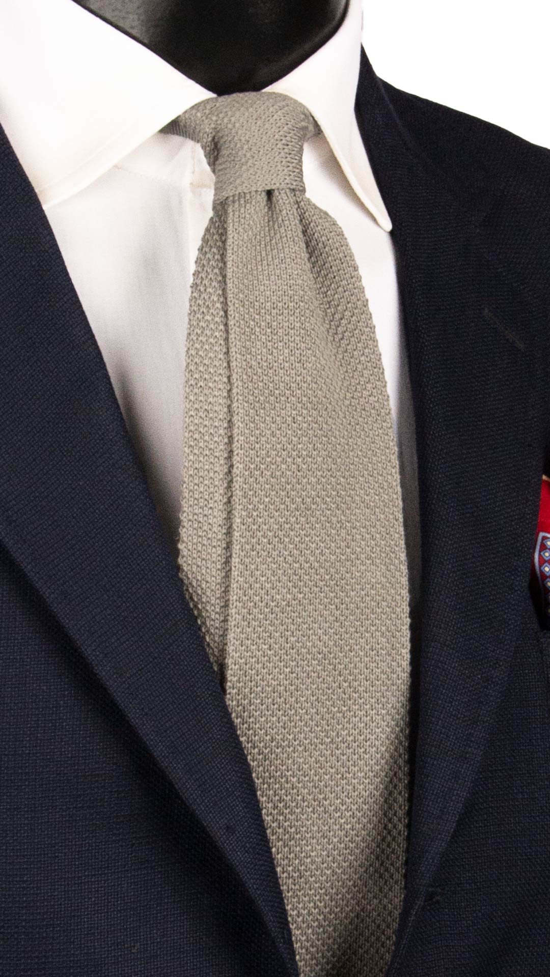 Cravatta Tricot in Maglia di Cotone Grigio Tinta Unita TRI709 Graffeo Cravatte Made in Italy