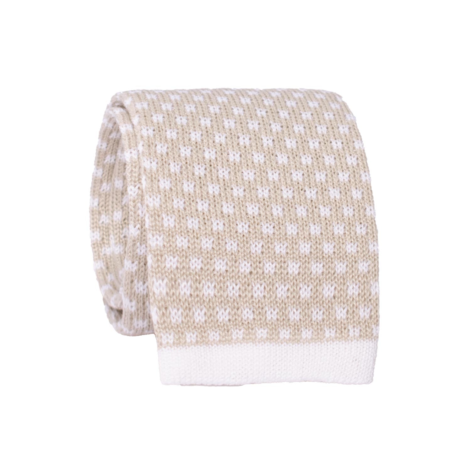 Cravatta Tricot in Maglia di Cotone Grigio Tortora Fantasia Bianca Pala Piccola in Contrasto TRI911 Graffeo Cravatte Made in Italy Rotolo