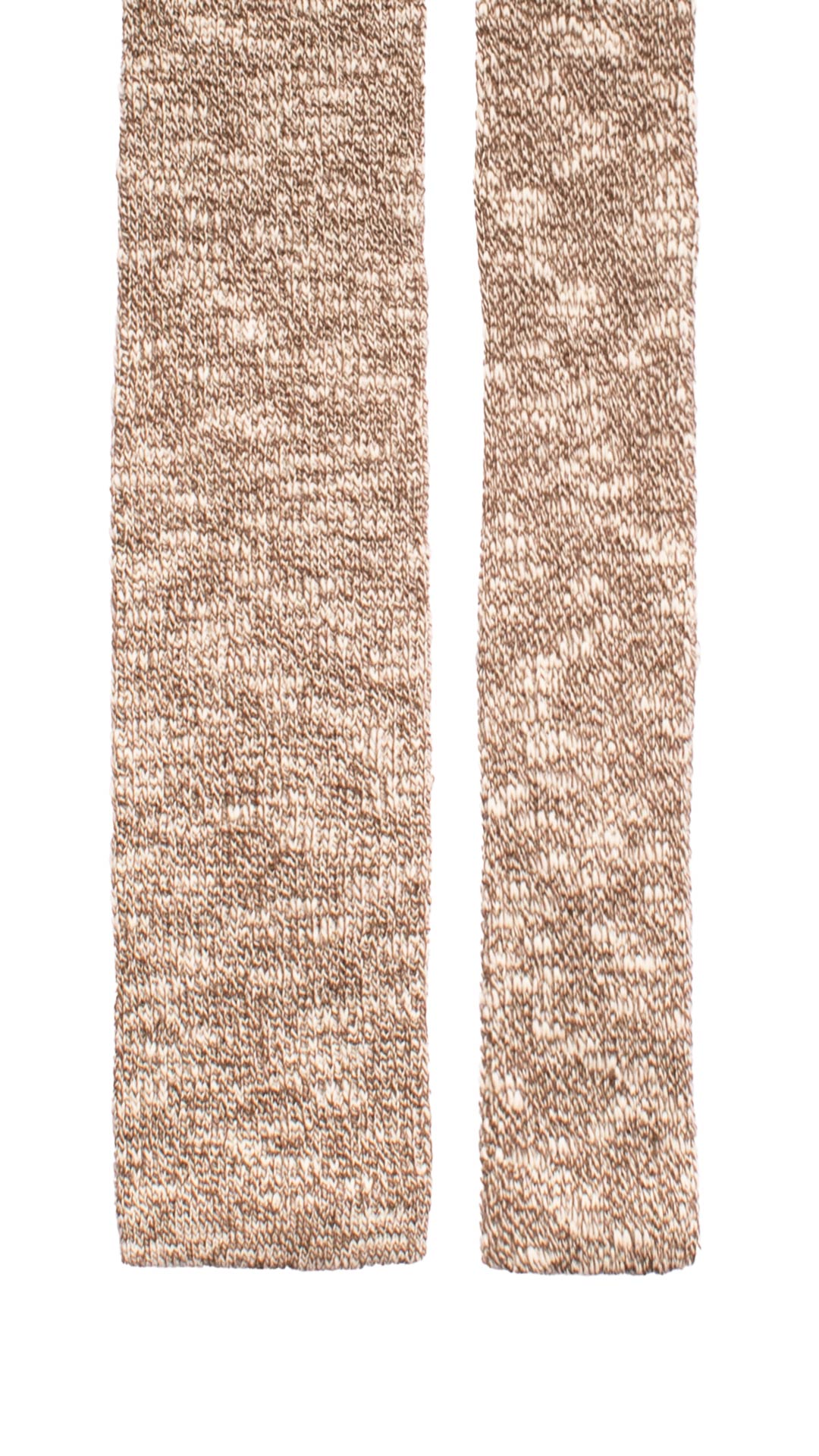 Cravatta Tricot in Maglia di Cotone Marrone Bianca Fantasia TRI930 Graffeo Cravatte Made in Italy Pala