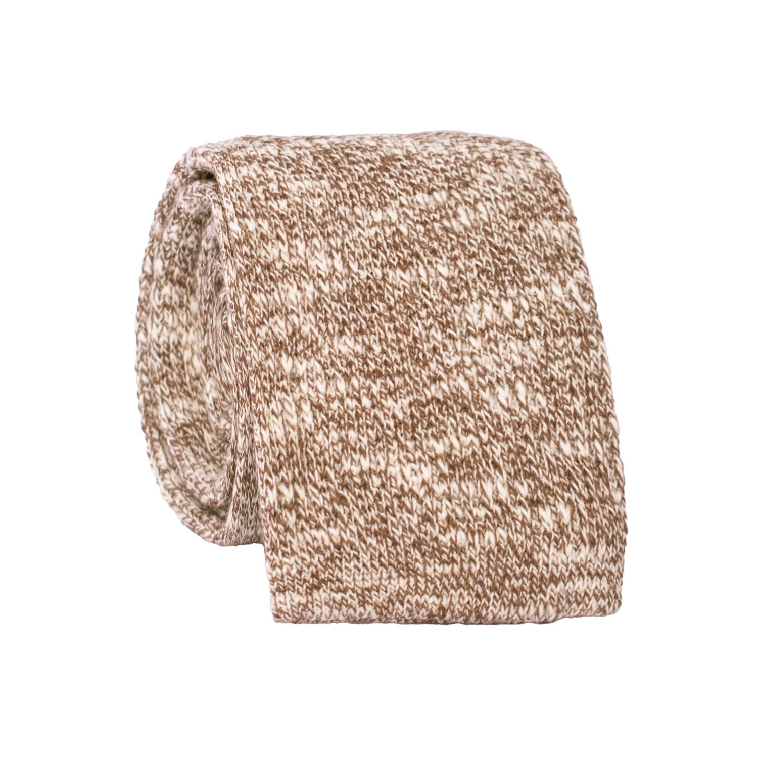 Cravatta Tricot in Maglia di Cotone Marrone Bianca Fantasia TRI930 Graffeo Cravatte Made in Italy Rotolo