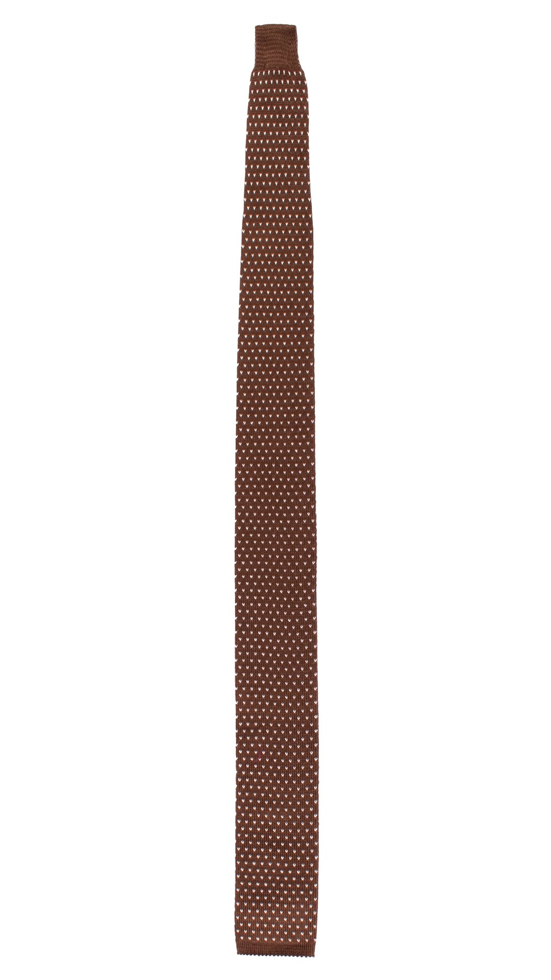 Cravatta Tricot in Maglia di Cotone Marrone Fantasia Bianca TRI722 Graffeo Cravatte Made in Italy Intera