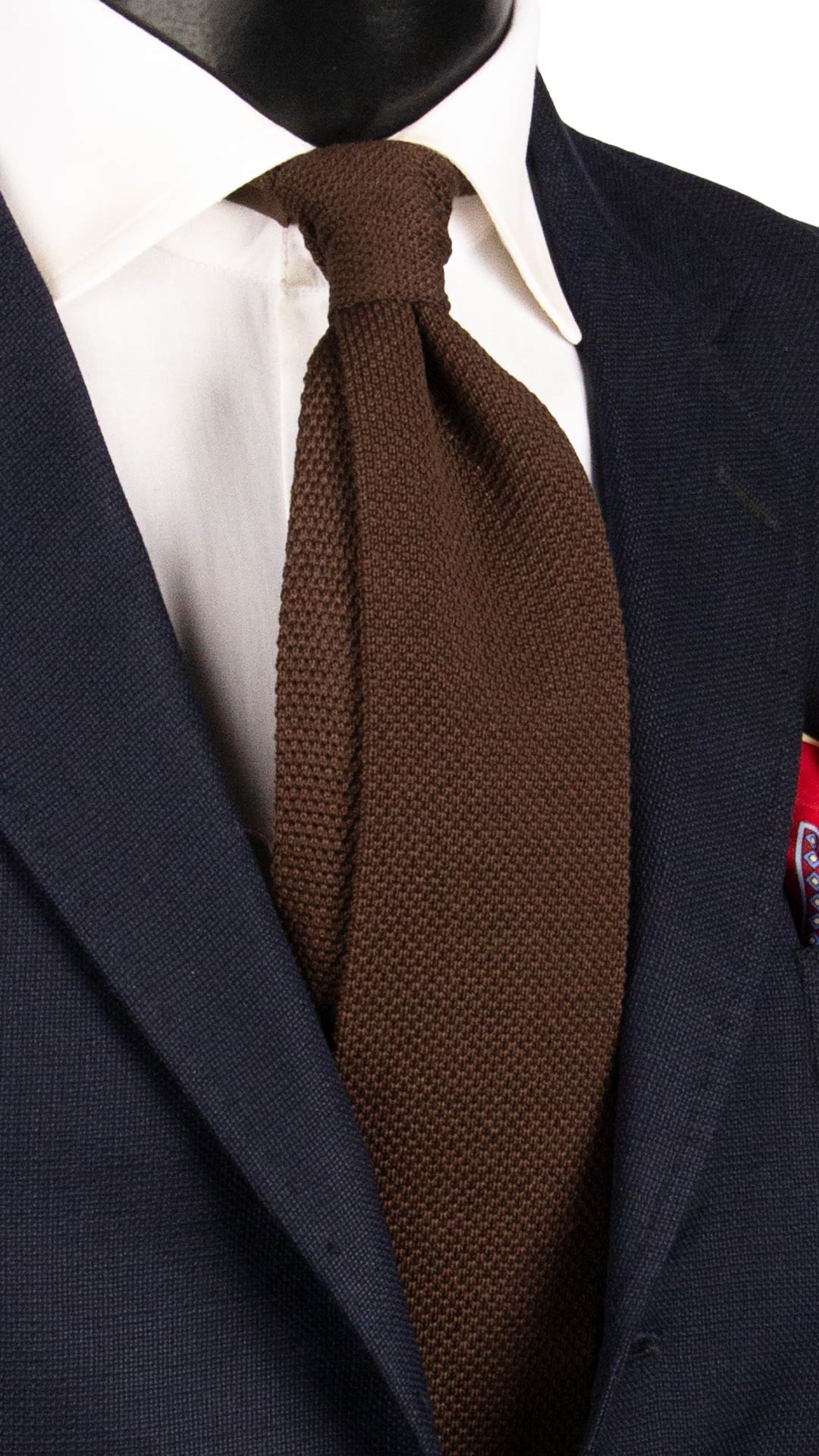 Cravatta Tricot in Maglia di Cotone Marrone Tinta Unita TRI759 Graffeo Cravatte Made in Italy