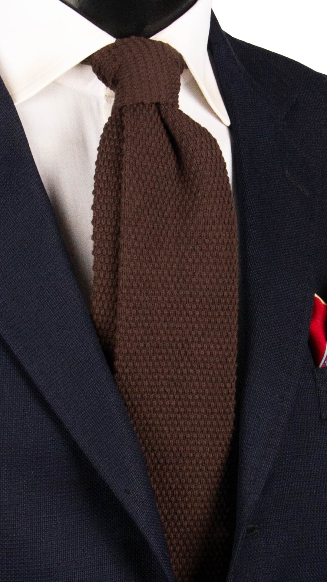 Cravatta Tricot in Maglia di Cotone Marrone Tinta Unita TRI959 Graffeo Cravatte Made in Italy