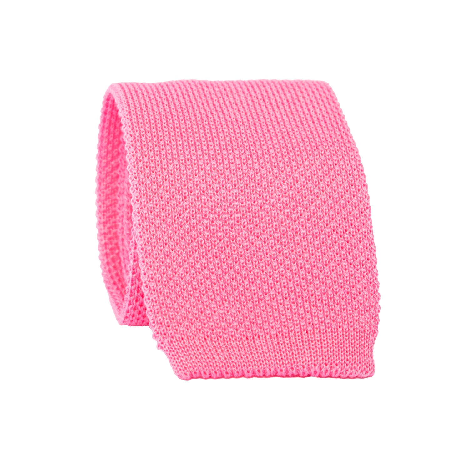 Cravatta Tricot in Maglia di Cotone Rosa Shocking Tinta Unita TRI657 Graffeo Cravatte Made in Italy Rotolo