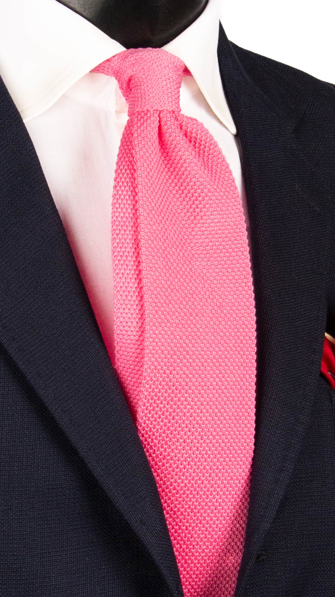 Cravatta Tricot in Maglia di Cotone Rosa Shocking Tinta Unita TRI657 Graffeo Cravatte Made in Italy