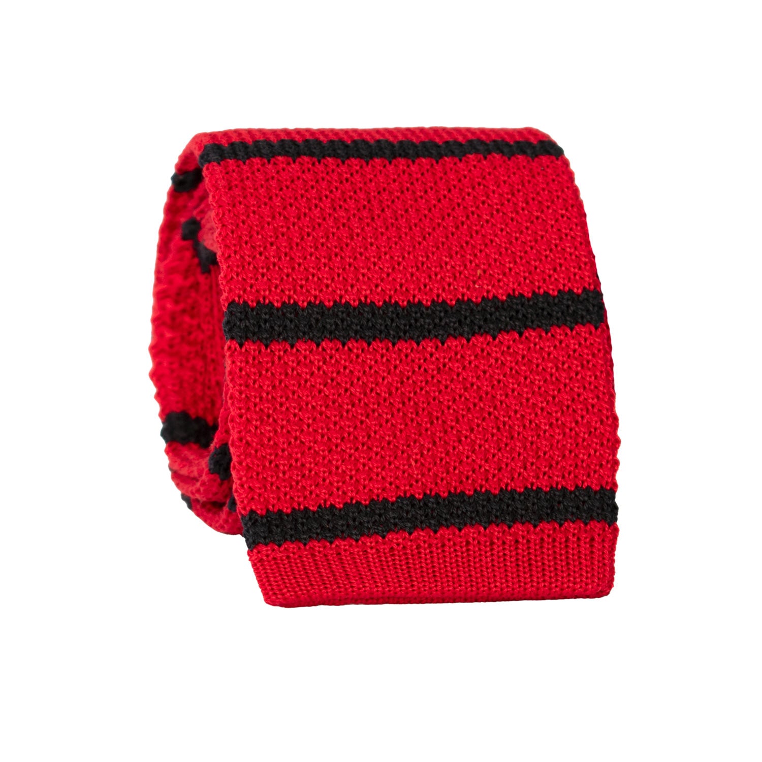 Cravatta Tricot in Maglia di Cotone Rossa con Righe Blu TRI778 Graffeo Cravatte Made in Italy Rotolo