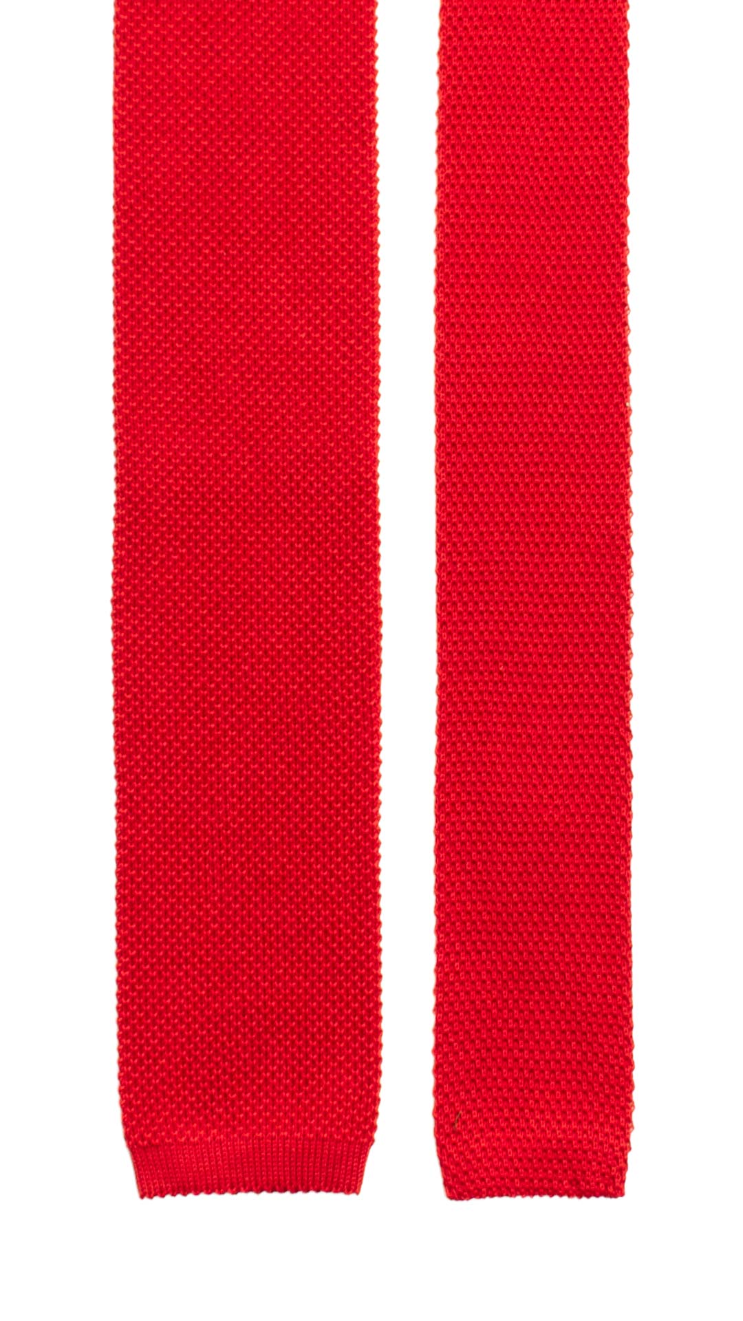 Cravatta Tricot in Maglia di Cotone Rosso Tinta Unita TRI655 Graffeo Cravatte Made in Italy Pala