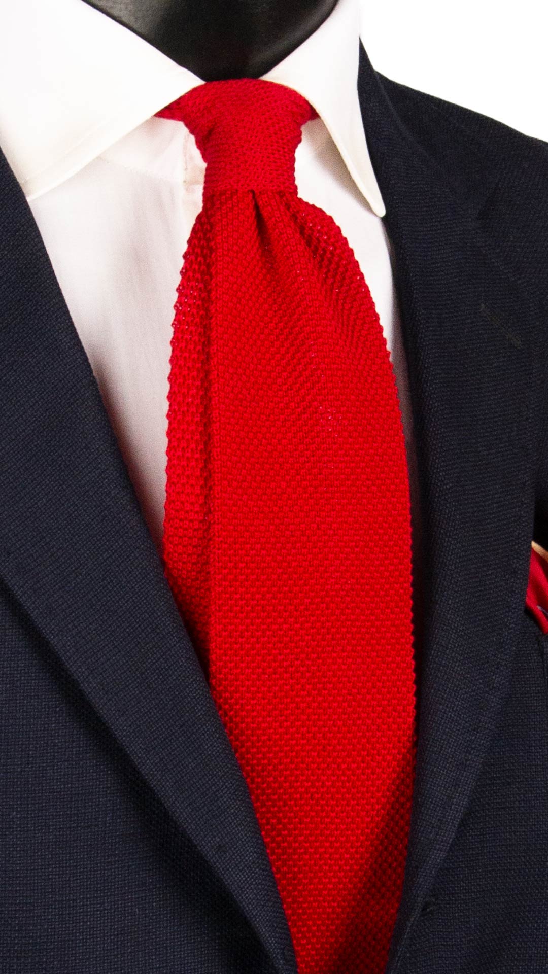 Cravatta Tricot in Maglia di Cotone Rosso Tinta Unita TRI655 Graffeo Cravatte Made in Italy