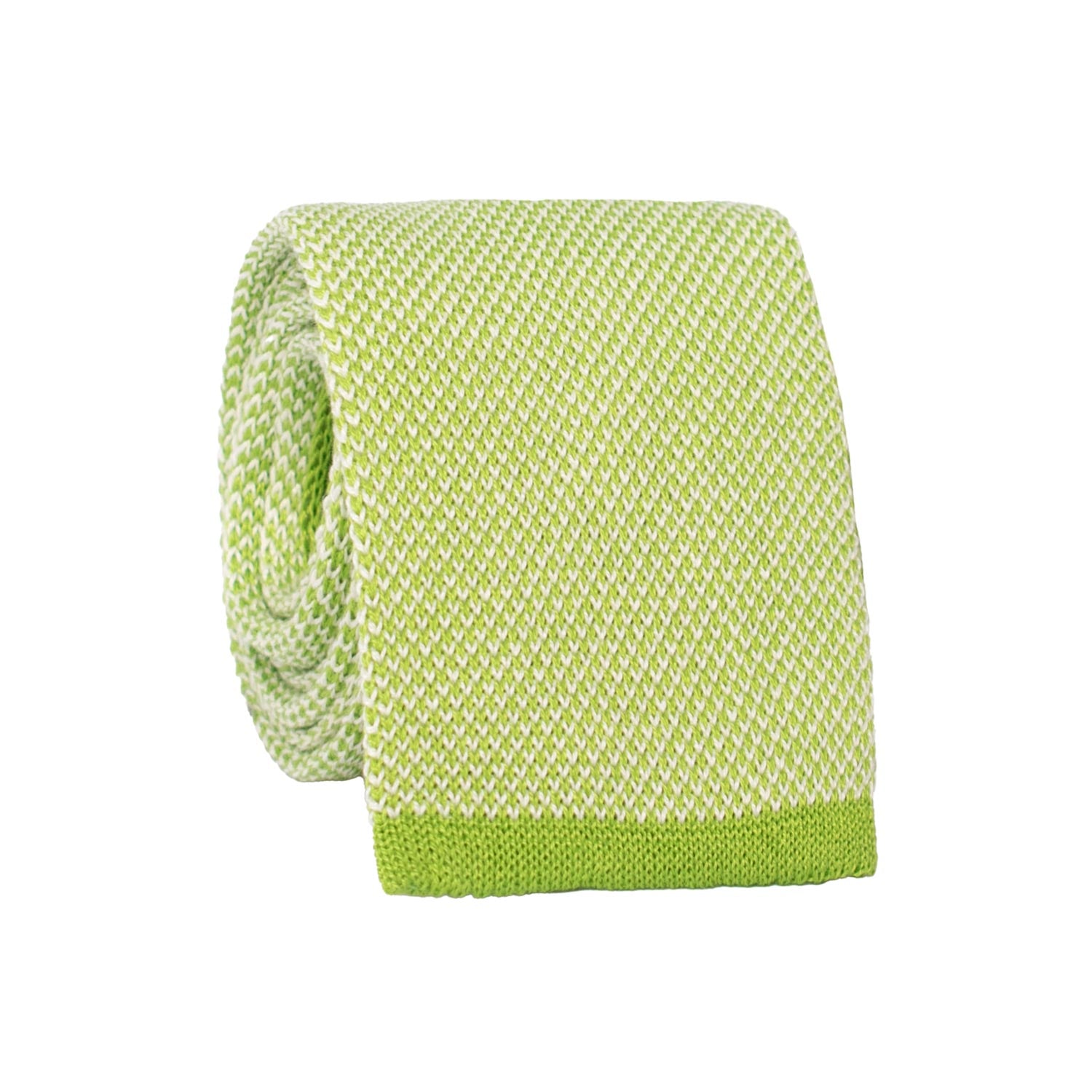 Cravatta Tricot in Maglia di Cotone Verde Fantasia Bianca TRI925 Graffeo Cravatte Made in Italy Rotolo