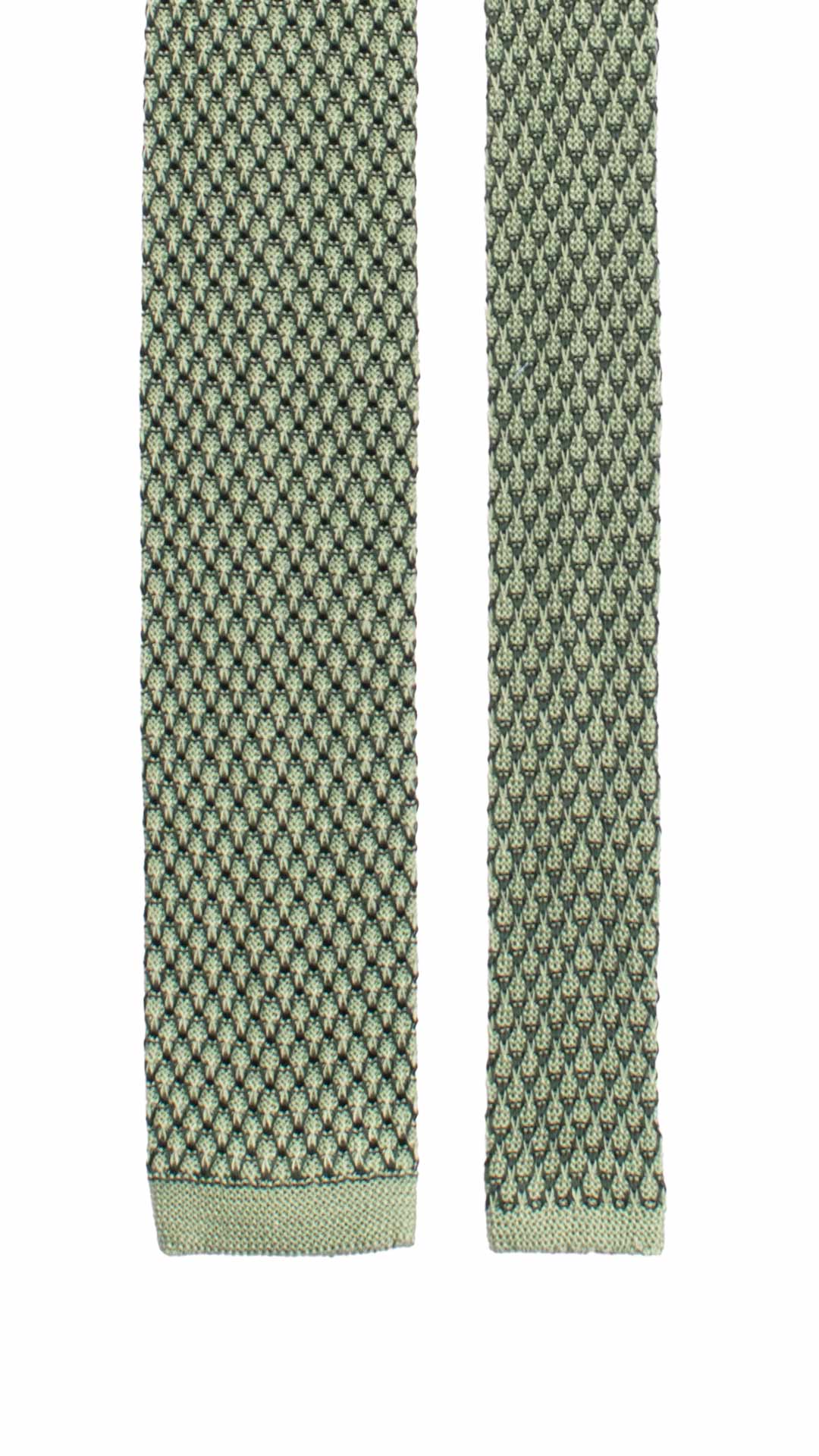 Cravatta Tricot in Maglia di Cotone Verde Fantasia Verde Scuro TRI797 Graffeo Cravatte Made in Italy Pala