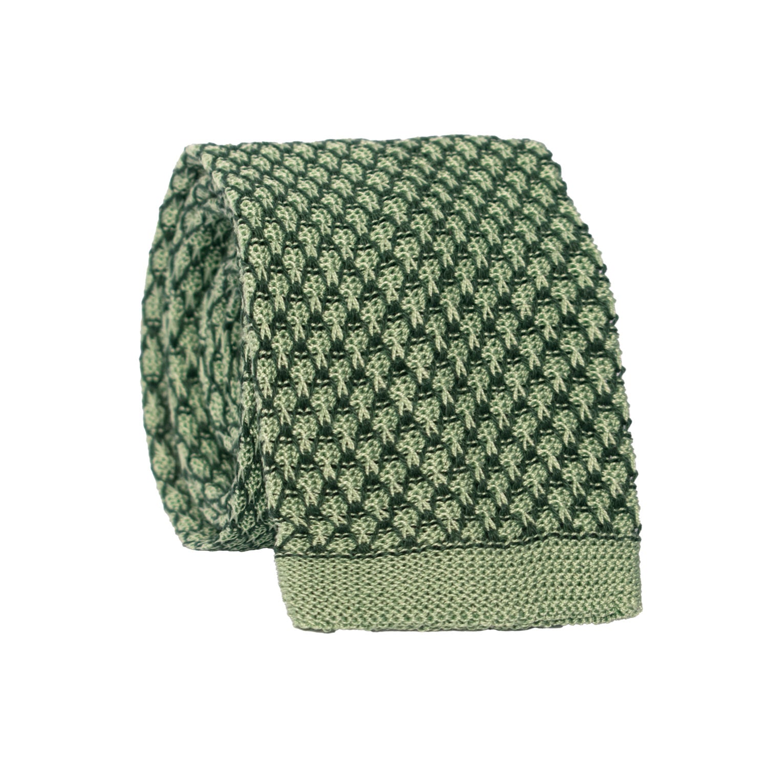 Cravatta Tricot in Maglia di Cotone Verde Fantasia Verde Scuro TRI797 Graffeo Cravatte Made in Italy Rotolo