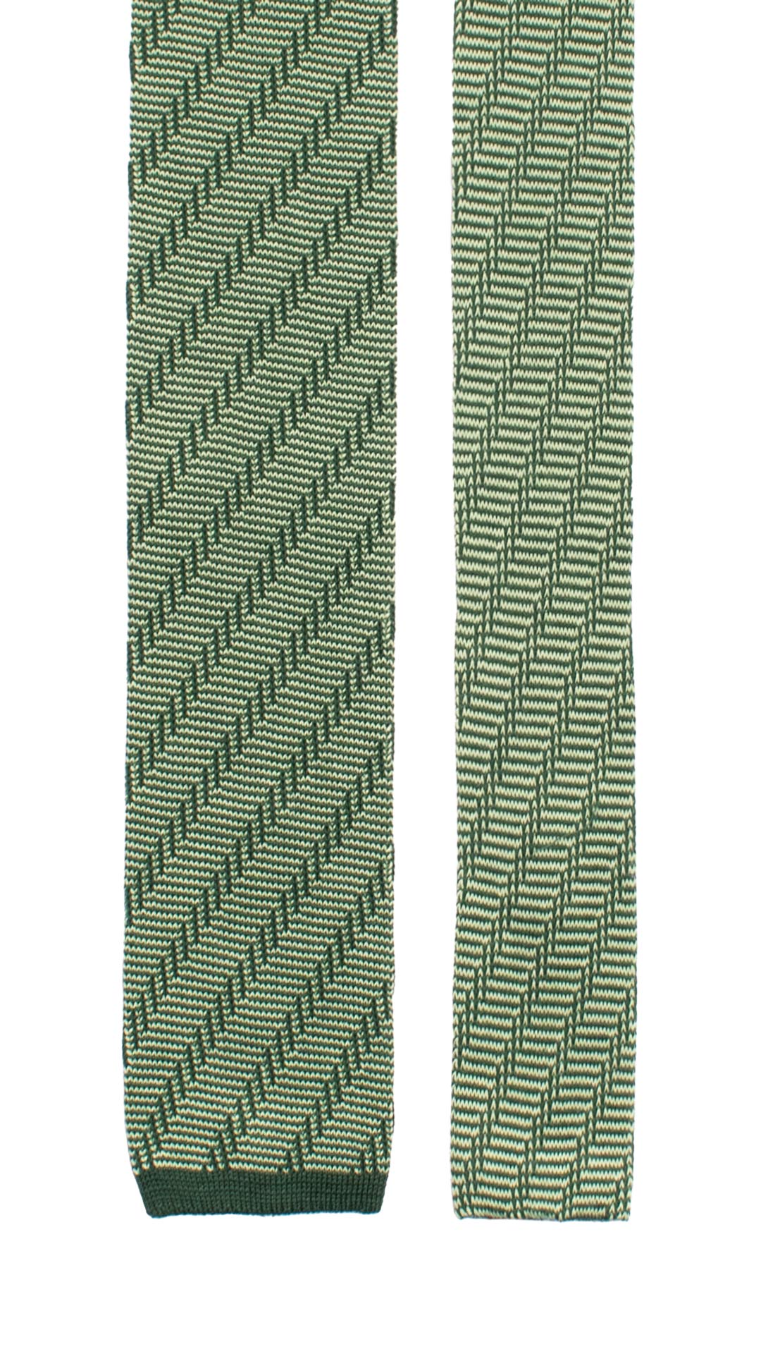 Cravatta Tricot in Maglia di Cotone Verde Pino Fantasia Verde TRI694 Graffeo Cravatte Made in Italy Pala